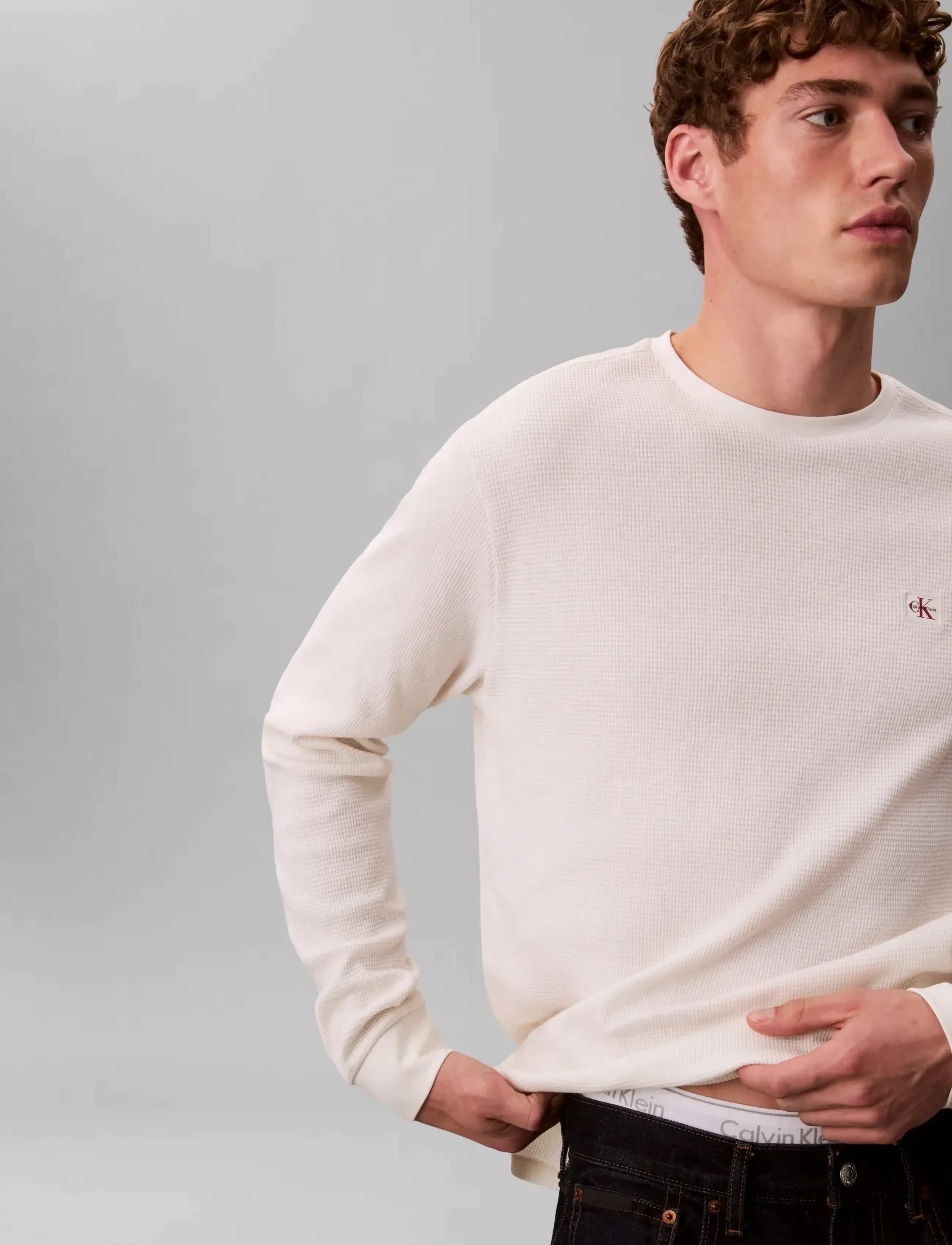 Calvin Klein Jeans Ls Microwaffle Heritage Lbl Tee långärmade t-shirts herr – bild 5