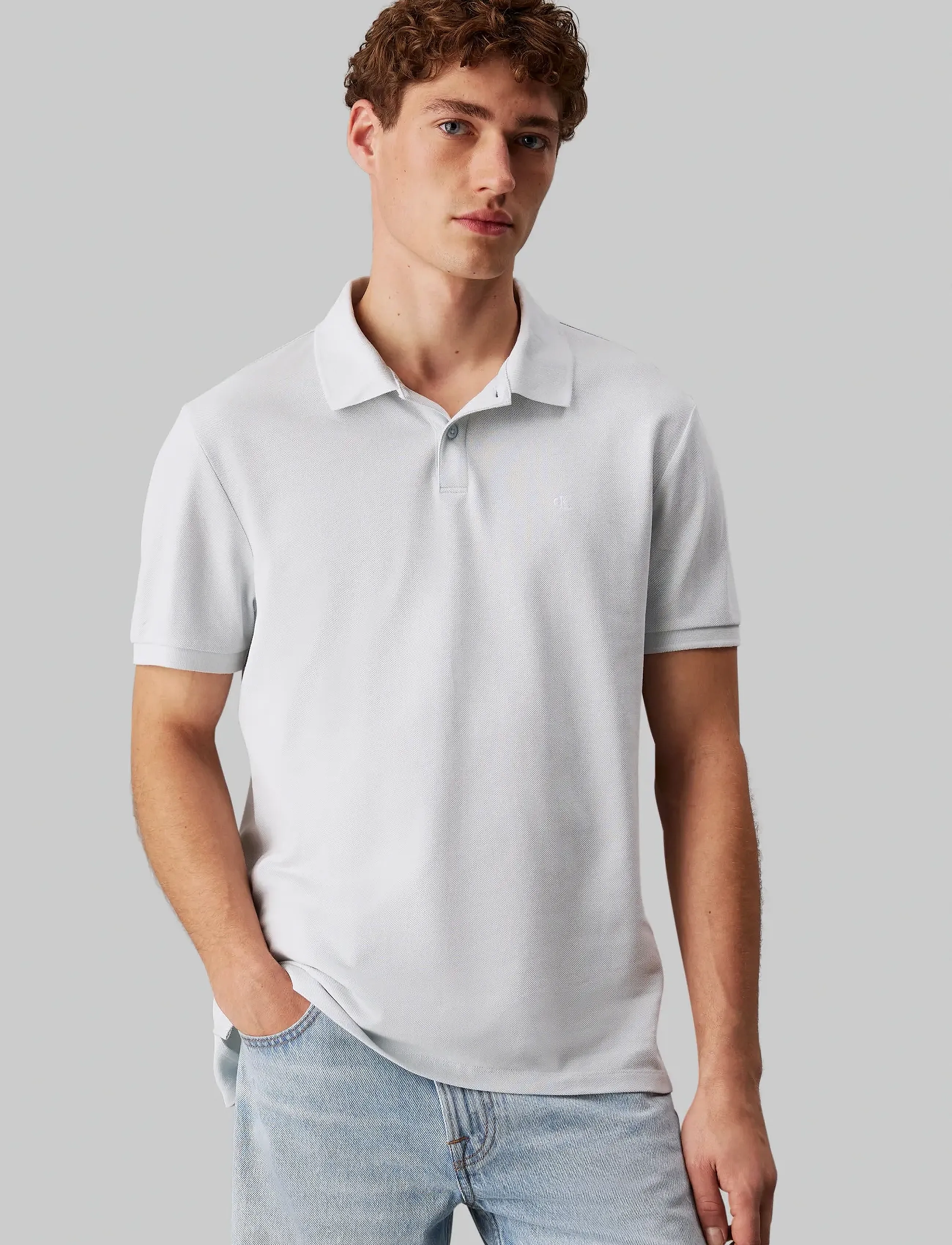 Calvin Klein Jeans SS MONOGRAM PIQUE POLO - Kläder - PLEIN AIR / blue