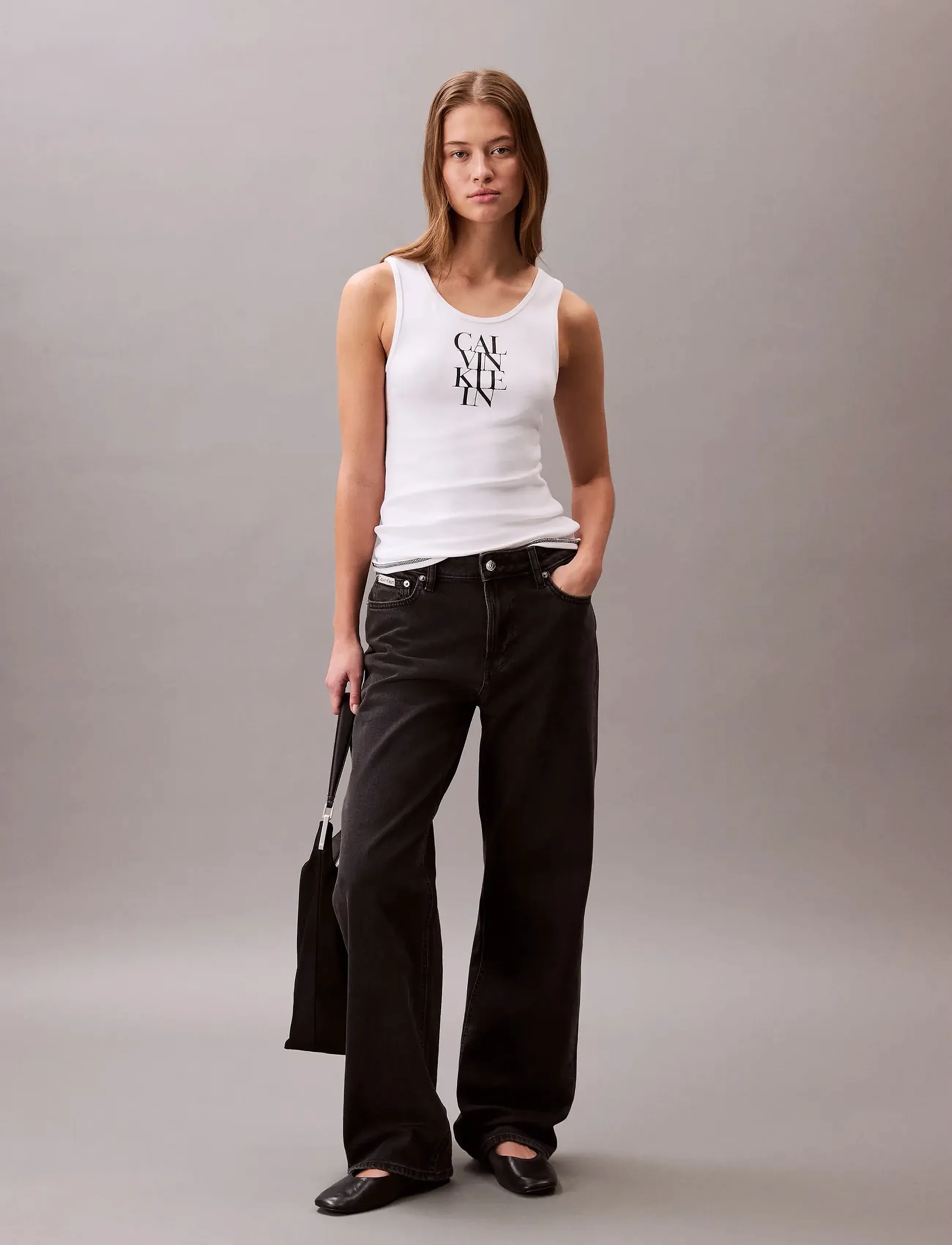 Calvin Klein Jeans - SL COTTON RIB SOLID TANK - hihattomat topit - brilliant white - 4