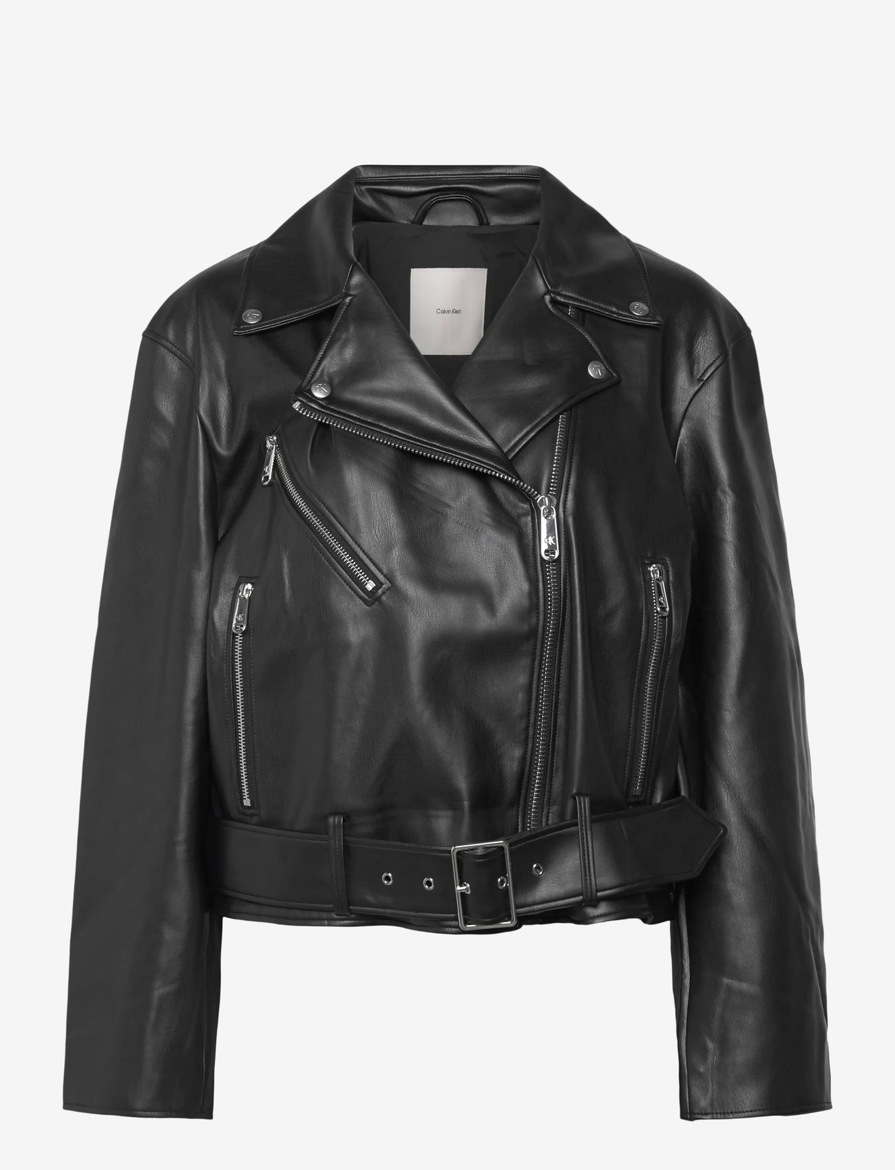 Calvin Klein Jeans - FAUX LEATHER MOTO JACKET W/BELT - læderjakker - black beauty - 1