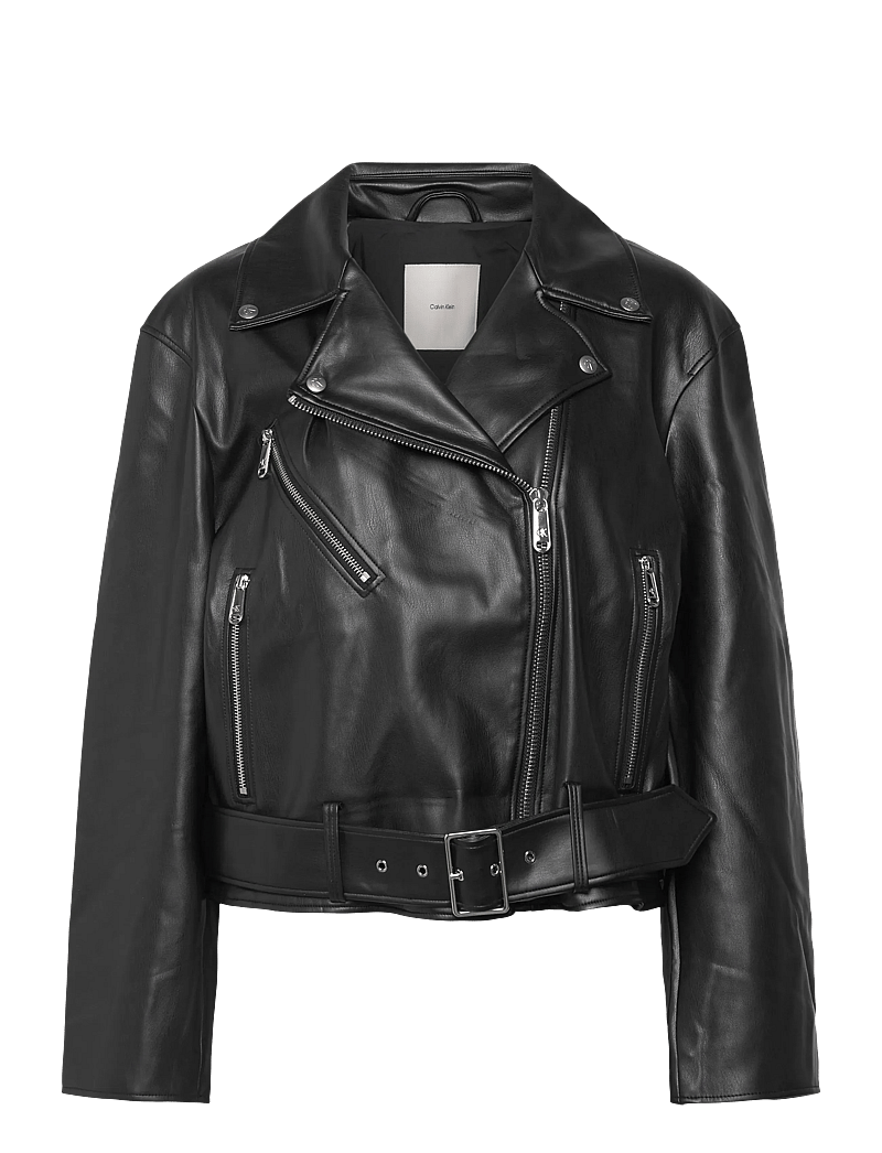 Calvin Klein Jeans - FAUX LEATHER MOTO JACKET W/BELT - nahktagid - black beauty - 1