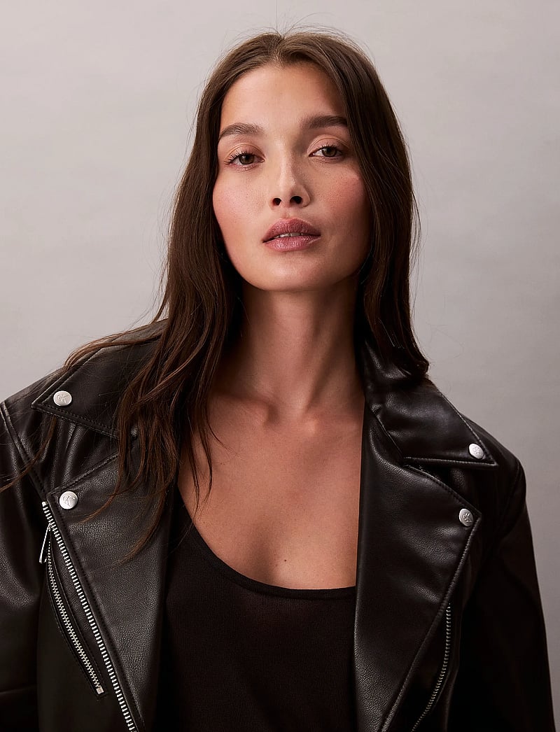 Calvin Klein Jeans - FAUX LEATHER MOTO JACKET W/BELT - nahktagid - black beauty - 3