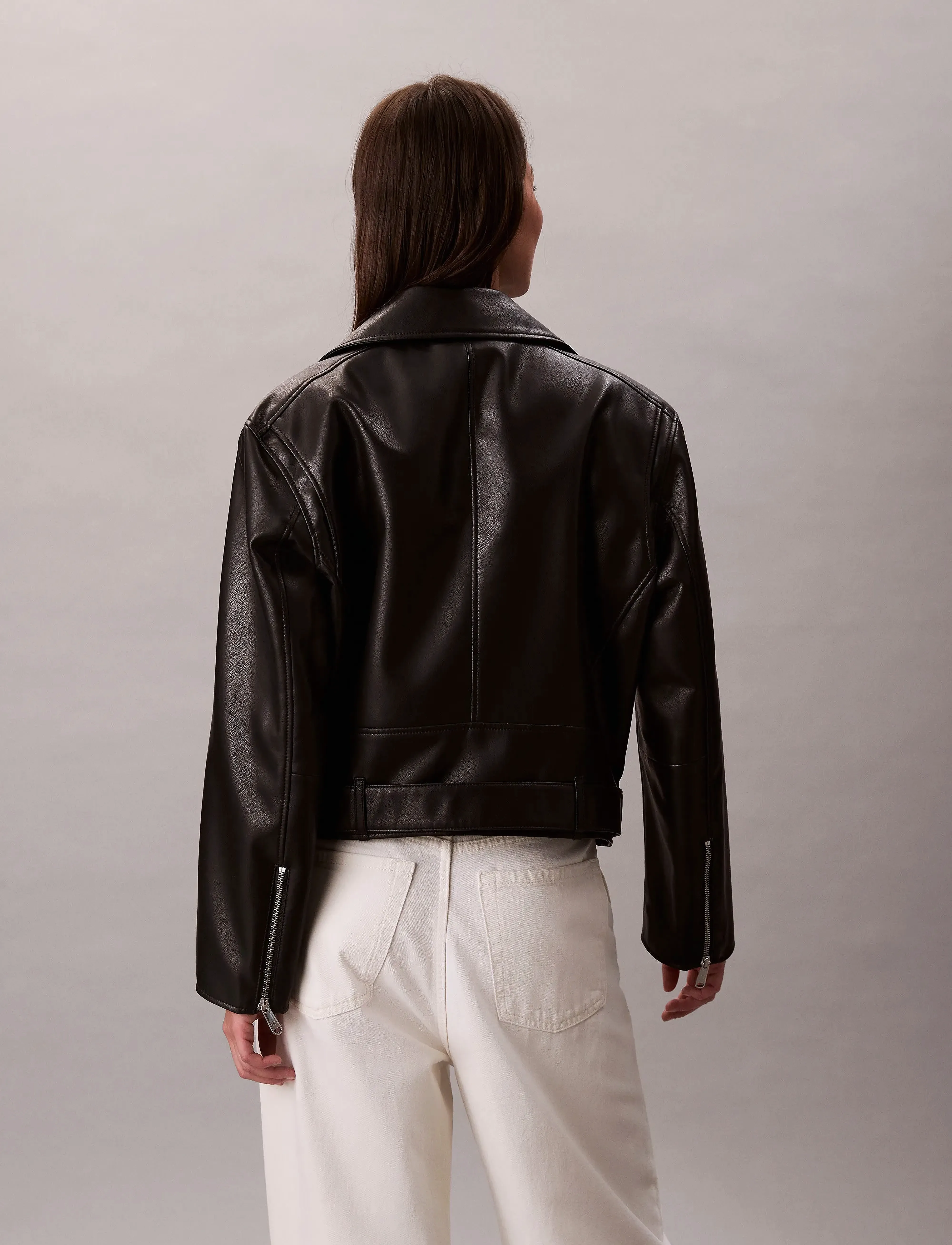 Calvin Klein Jeans - FAUX LEATHER MOTO JACKET W/BELT - frühlingsjacken - black beauty - 5
