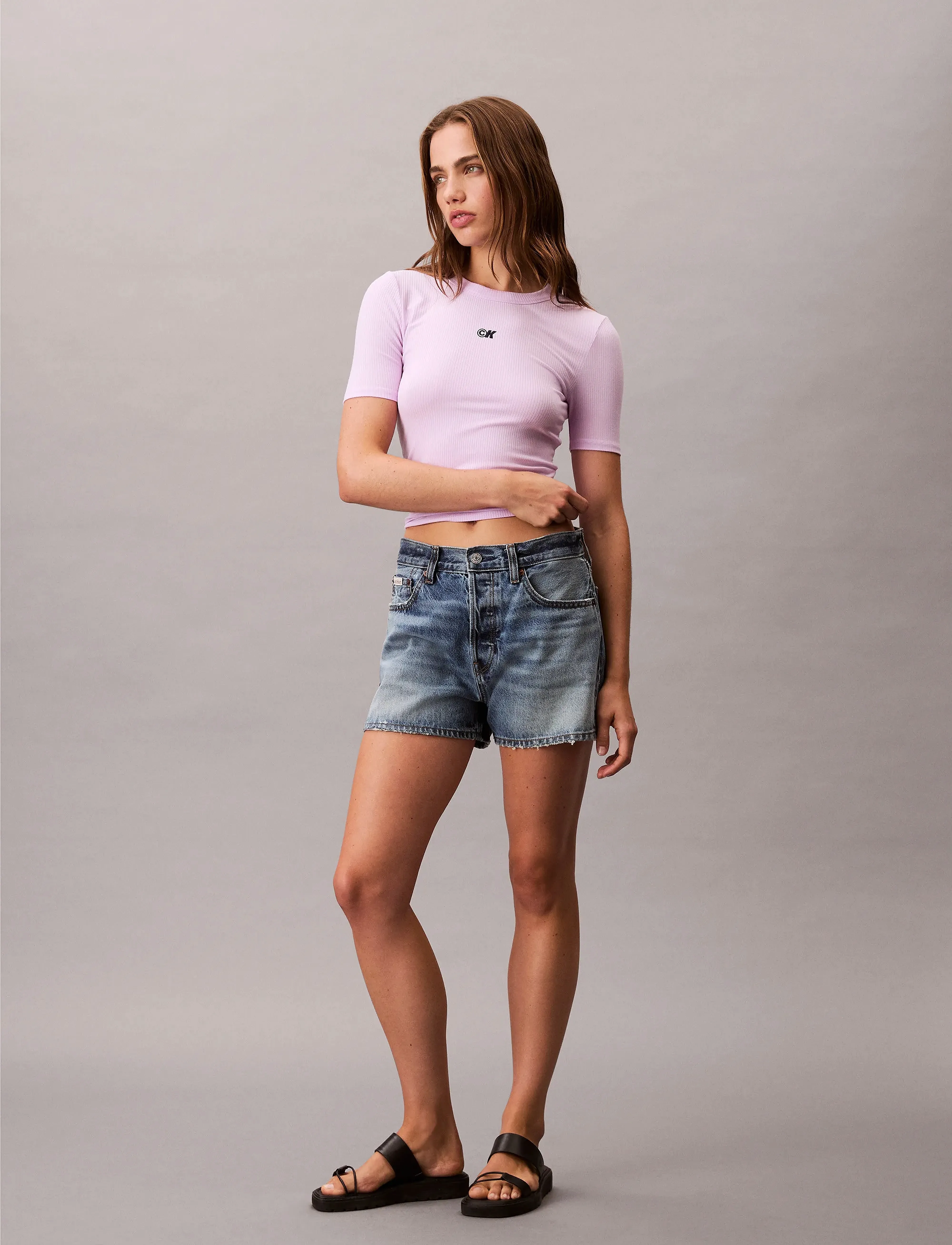 Calvin Klein Jeans - A- Modal Rib Tee (essential) - t-shirts - lavender blush - 4