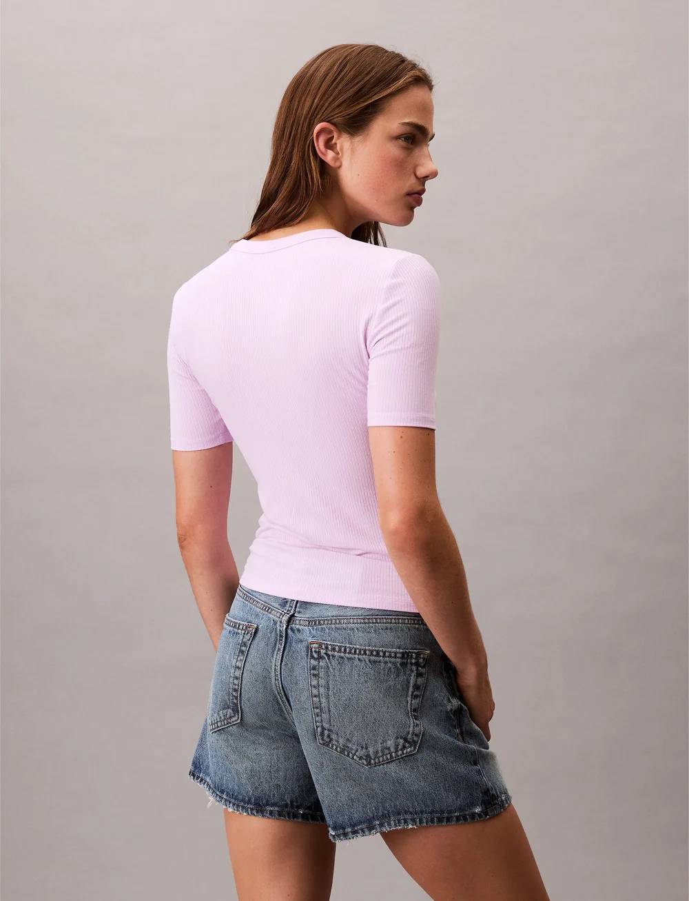 Calvin Klein Jeans - A- Modal Rib Tee (essential) - t-shirts - lavender blush - 5