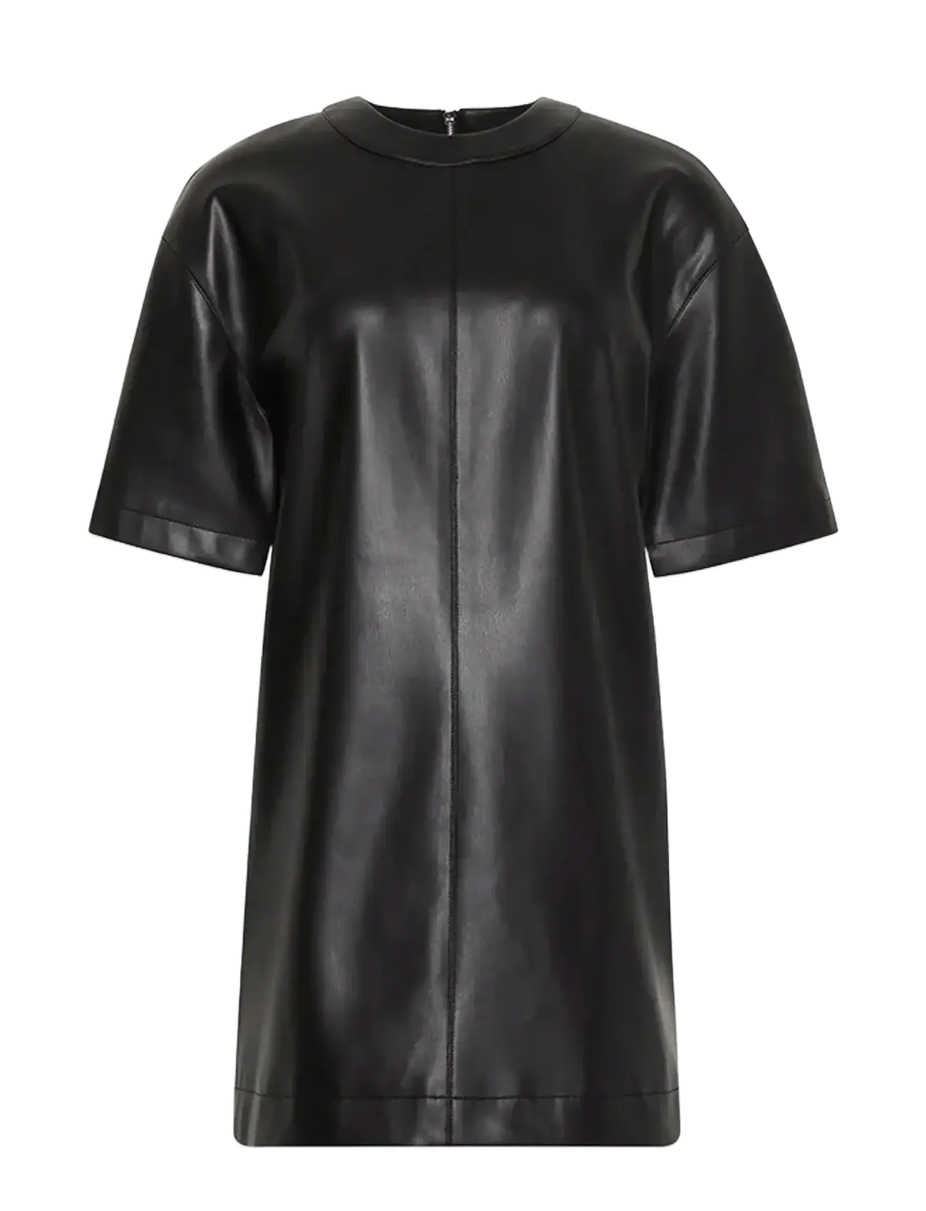 Calvin Klein Jeans Faux Leather T-shirt Mini Dress - T-kreklu kleitas - BLACK / black