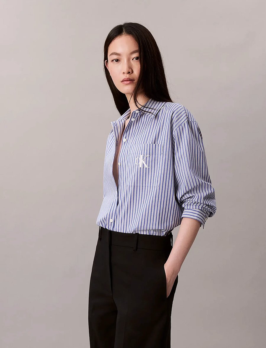 Calvin Klein Jeans - YD Perfect Button-down Shirt - langärmlige hemden - 19420 csw25f_w005+1_cobalt - 0