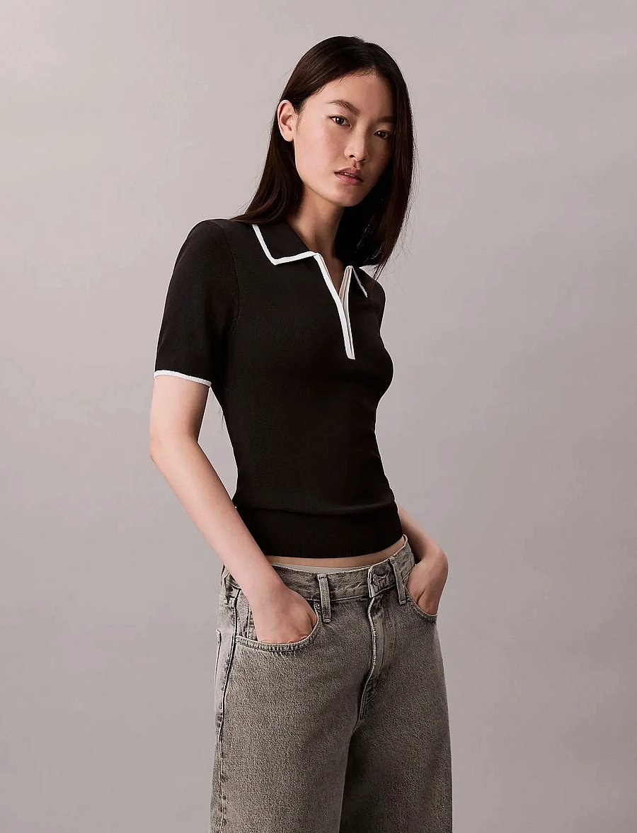 Calvin Klein Jeans - Short Sleeve Polo with Color Blo - poloshirts - black combo - 0
