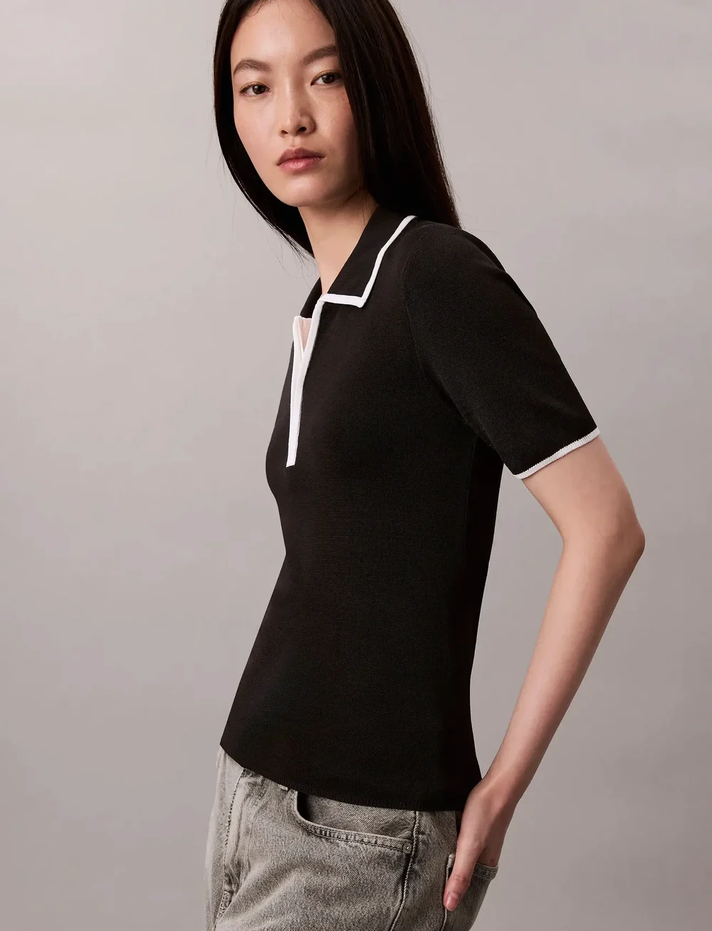 Calvin Klein Jeans - Short Sleeve Polo with Color Blo - polo marškinėliai - black combo - 5