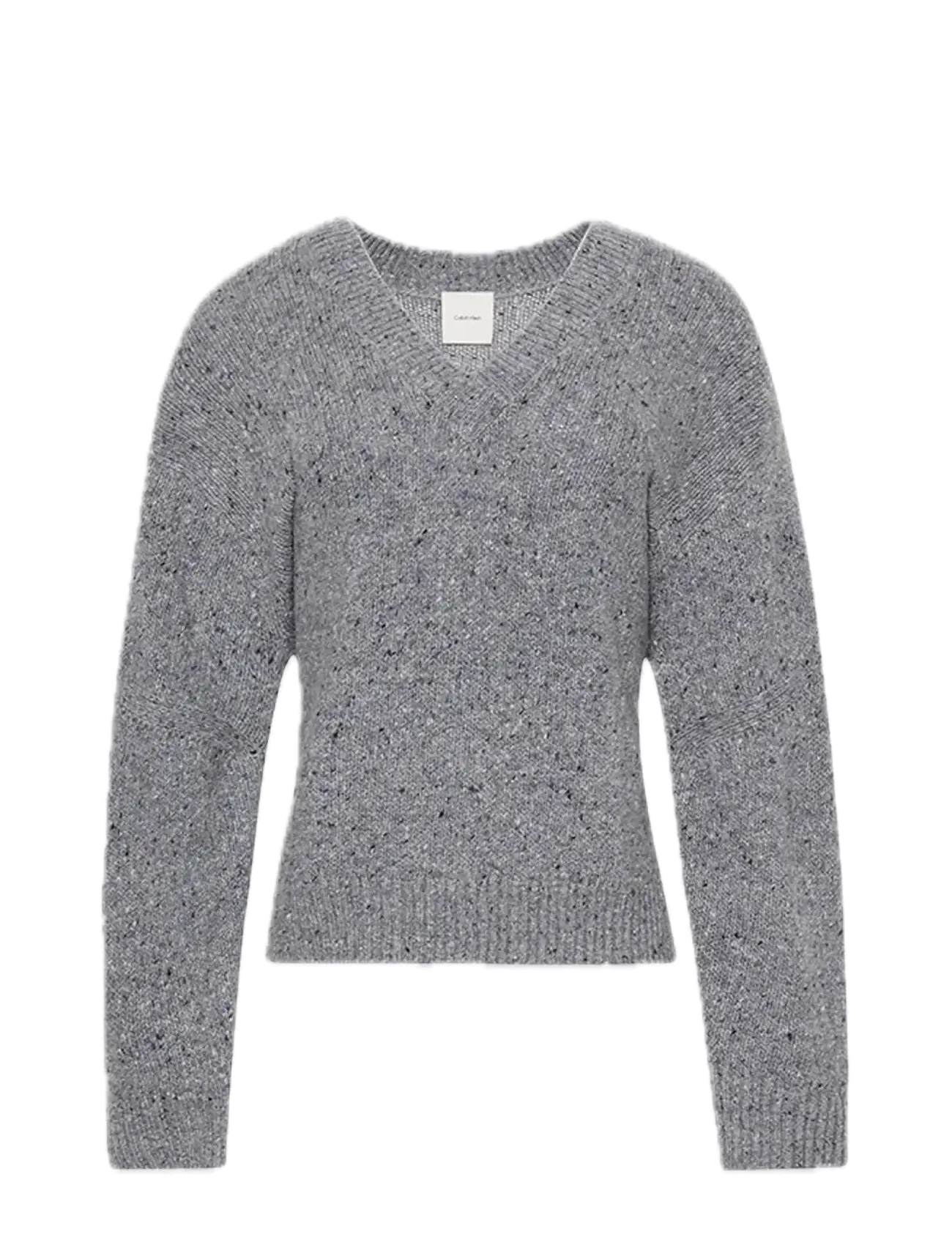 Calvin Klein Jeans Chunky Neps V Neck Sweater - Transitional Layering - STONEFLAG / grey