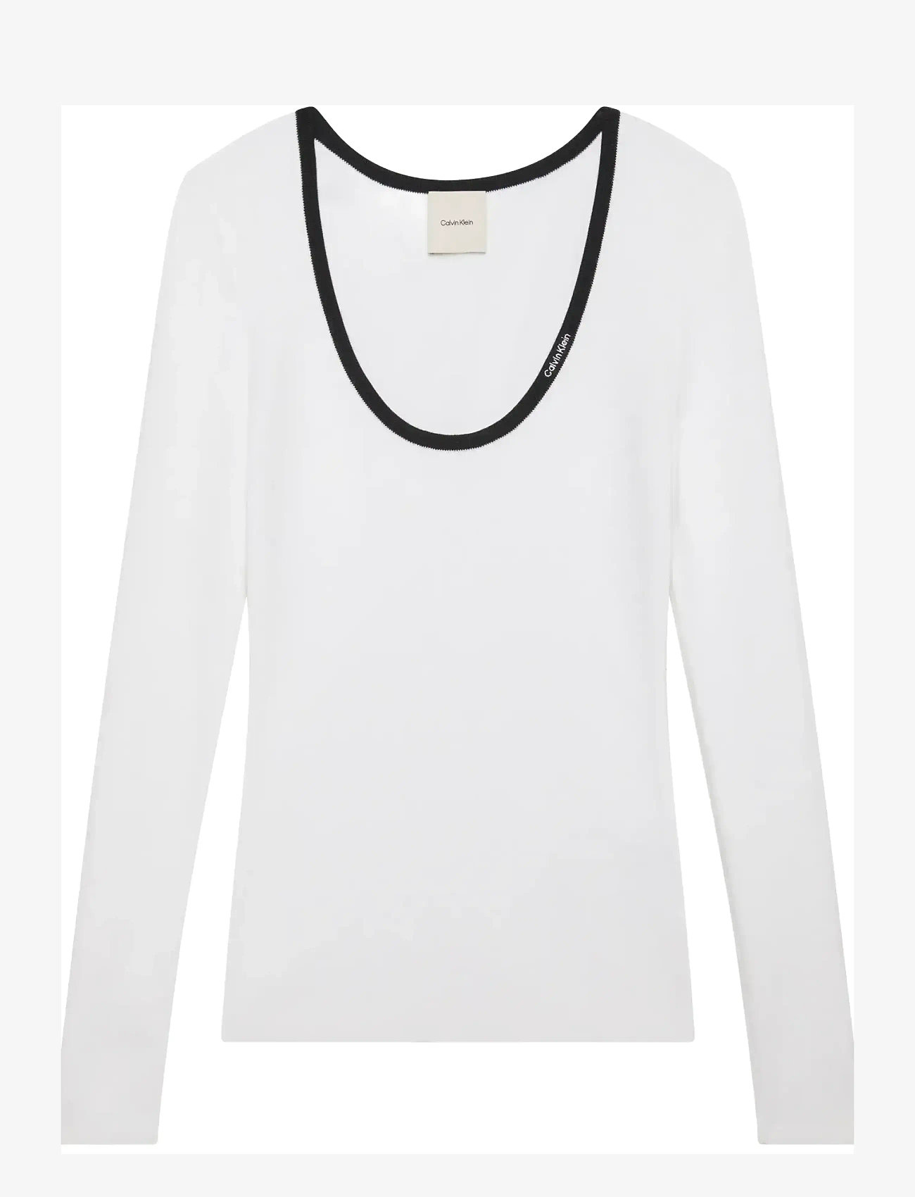 Calvin Klein Jeans - LS Color Blocked Cotton Sweater - langerma toppar - black - 1
