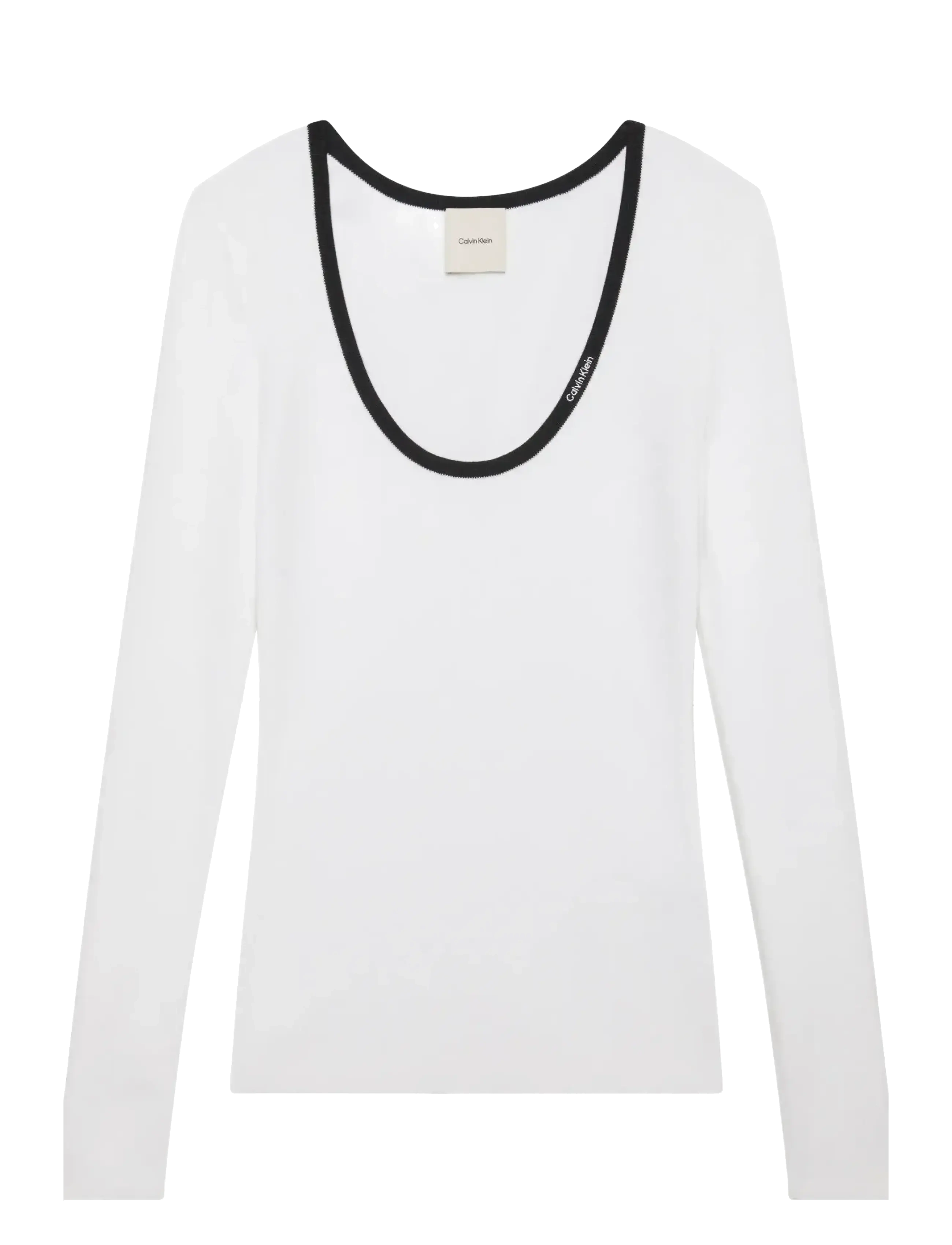 Calvin Klein Jeans LS Color Blocked Cotton Sweater - T-shirts & Tops - BLACK / white