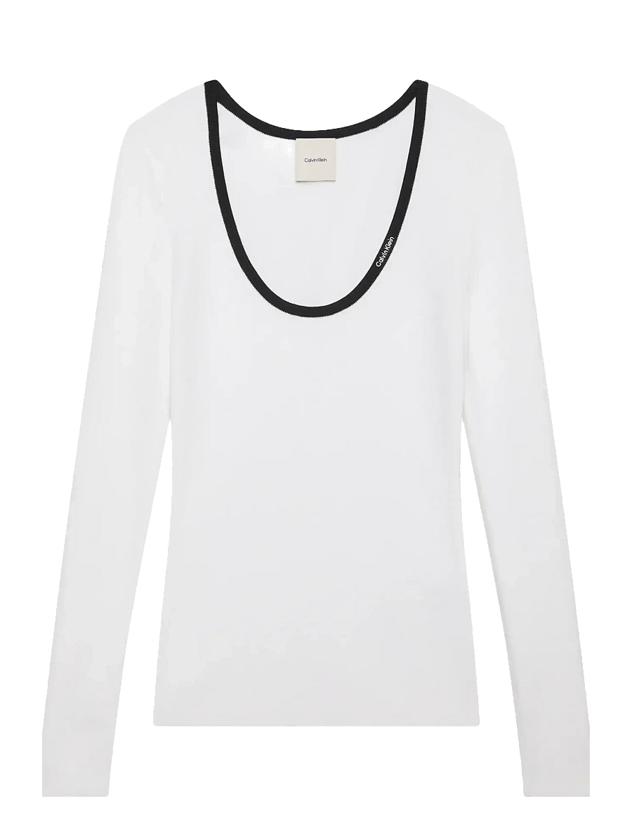 Calvin Klein Jeans - LS Color Blocked Cotton Sweater - långärmade toppar - black - 1