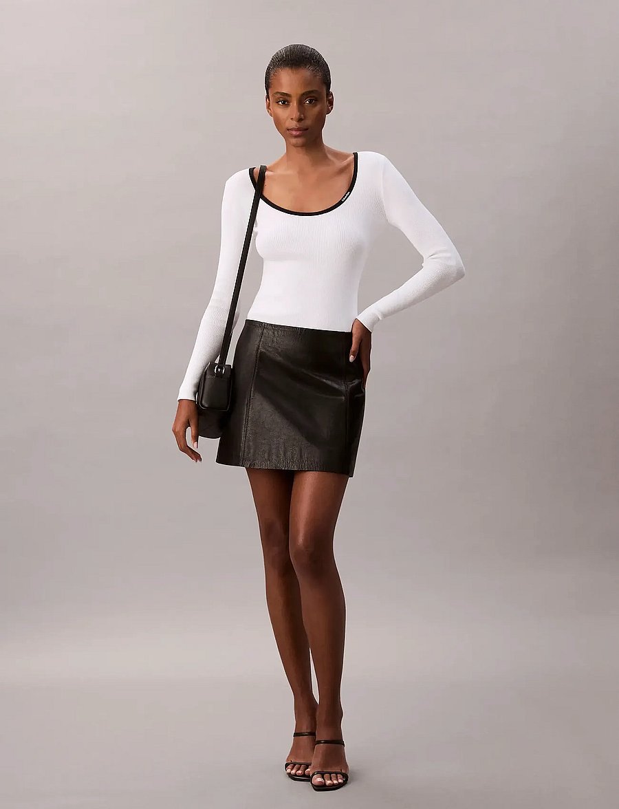 Calvin Klein Jeans - LS Color Blocked Cotton Sweater - långärmade toppar - black - 3