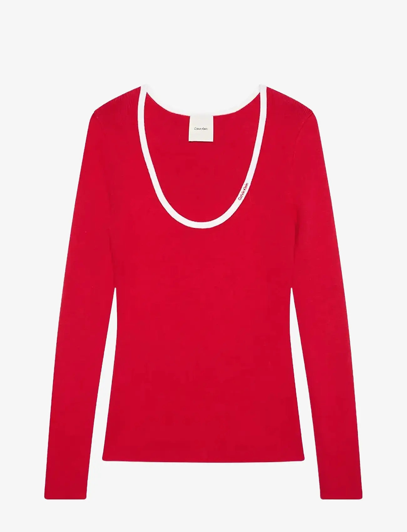 Calvin Klein Jeans - LS Color Blocked Cotton Sweater - langerma toppar - brilliant white - 1