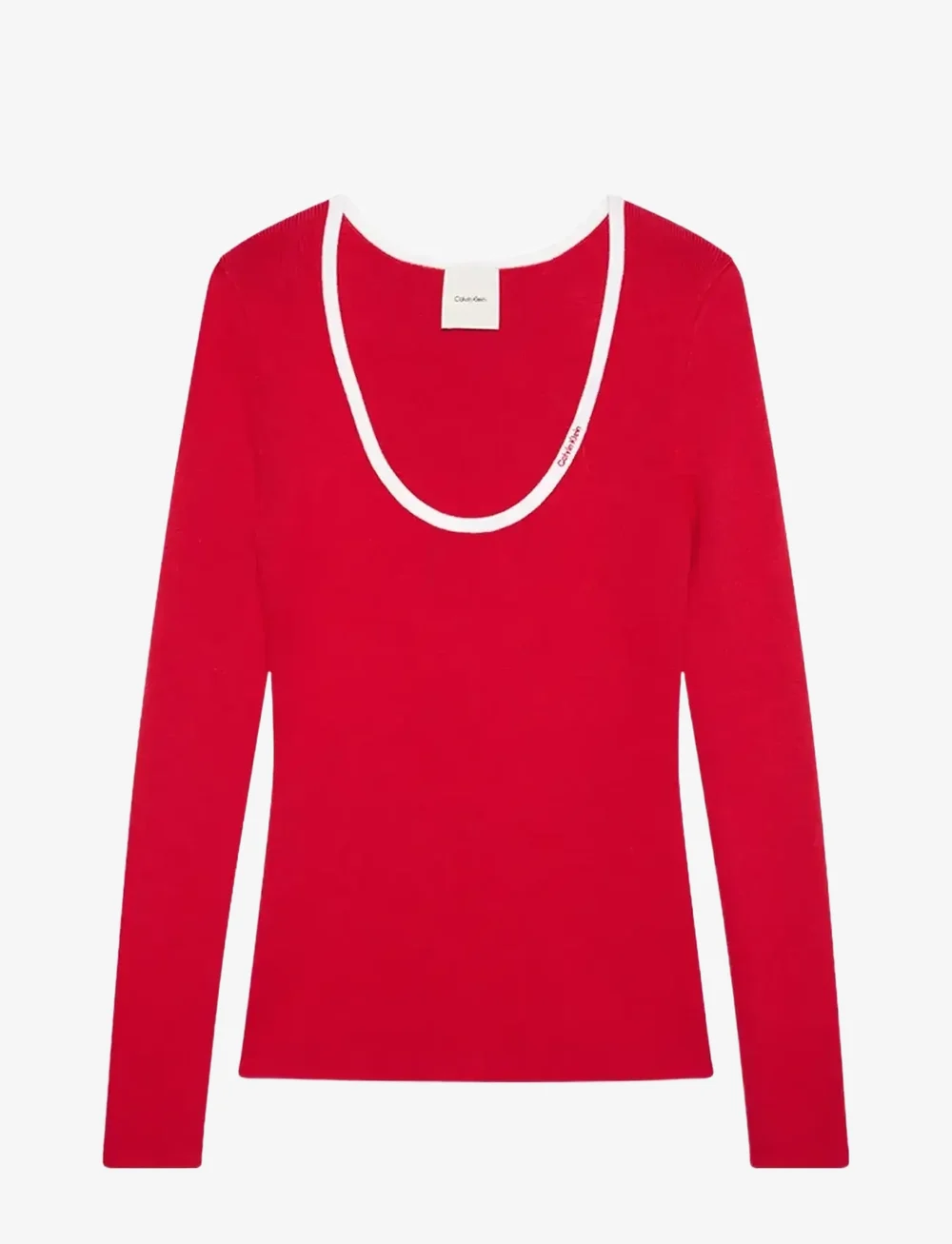 Calvin Klein Jeans - LS Color Blocked Cotton Sweater - long-sleeved tops - brilliant white - 1