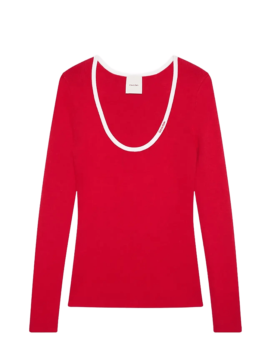 Calvin Klein Jeans - LS Color Blocked Cotton Sweater - langærmede toppe - brilliant white - 1