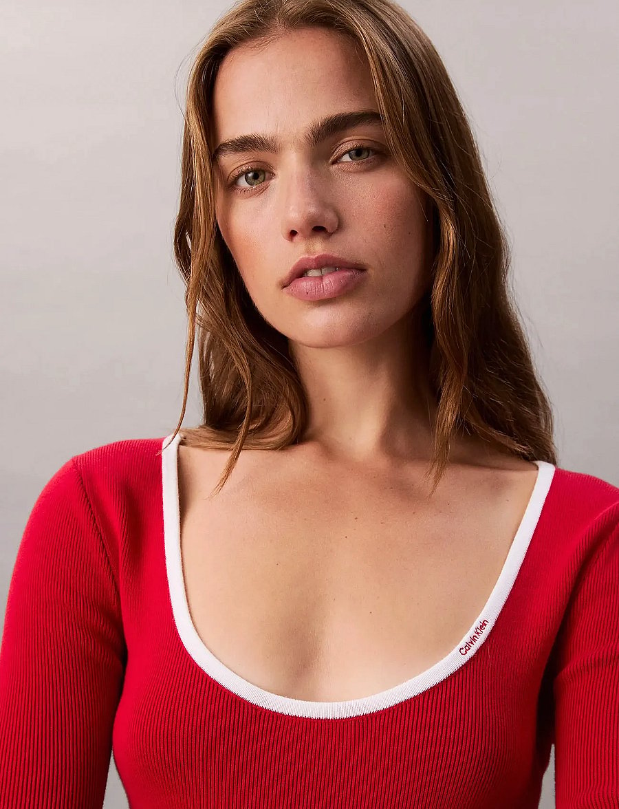 Calvin Klein Jeans - LS Color Blocked Cotton Sweater - langærmede toppe - brilliant white - 3