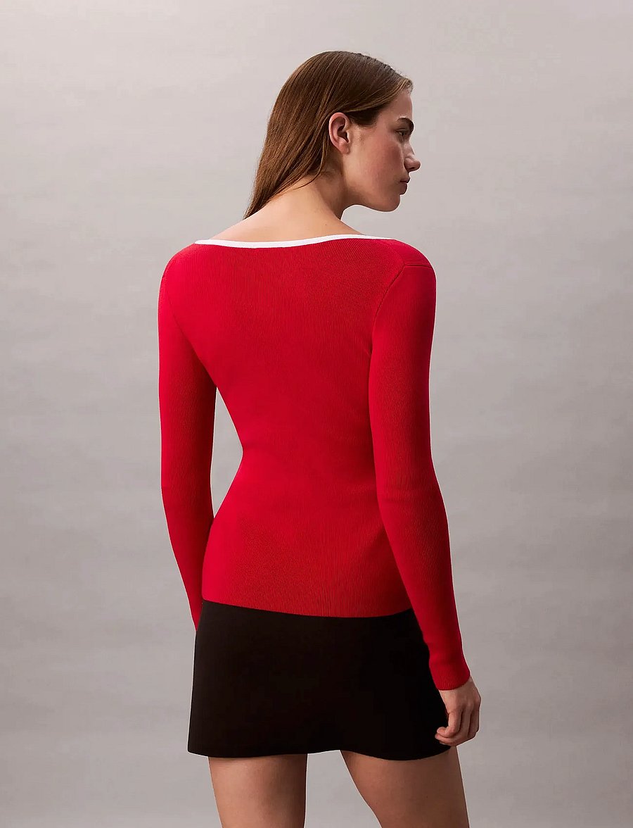 Calvin Klein Jeans - LS Color Blocked Cotton Sweater - langærmede toppe - brilliant white - 5