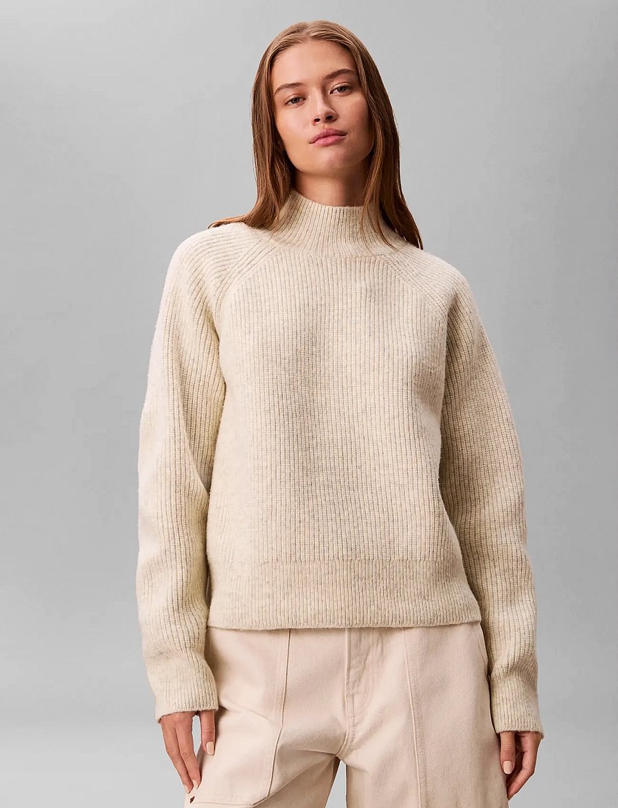 Calvin Klein Jeans - Woolen Stitch Pullover - rollkragenpullover - b01 light grey heather - 0