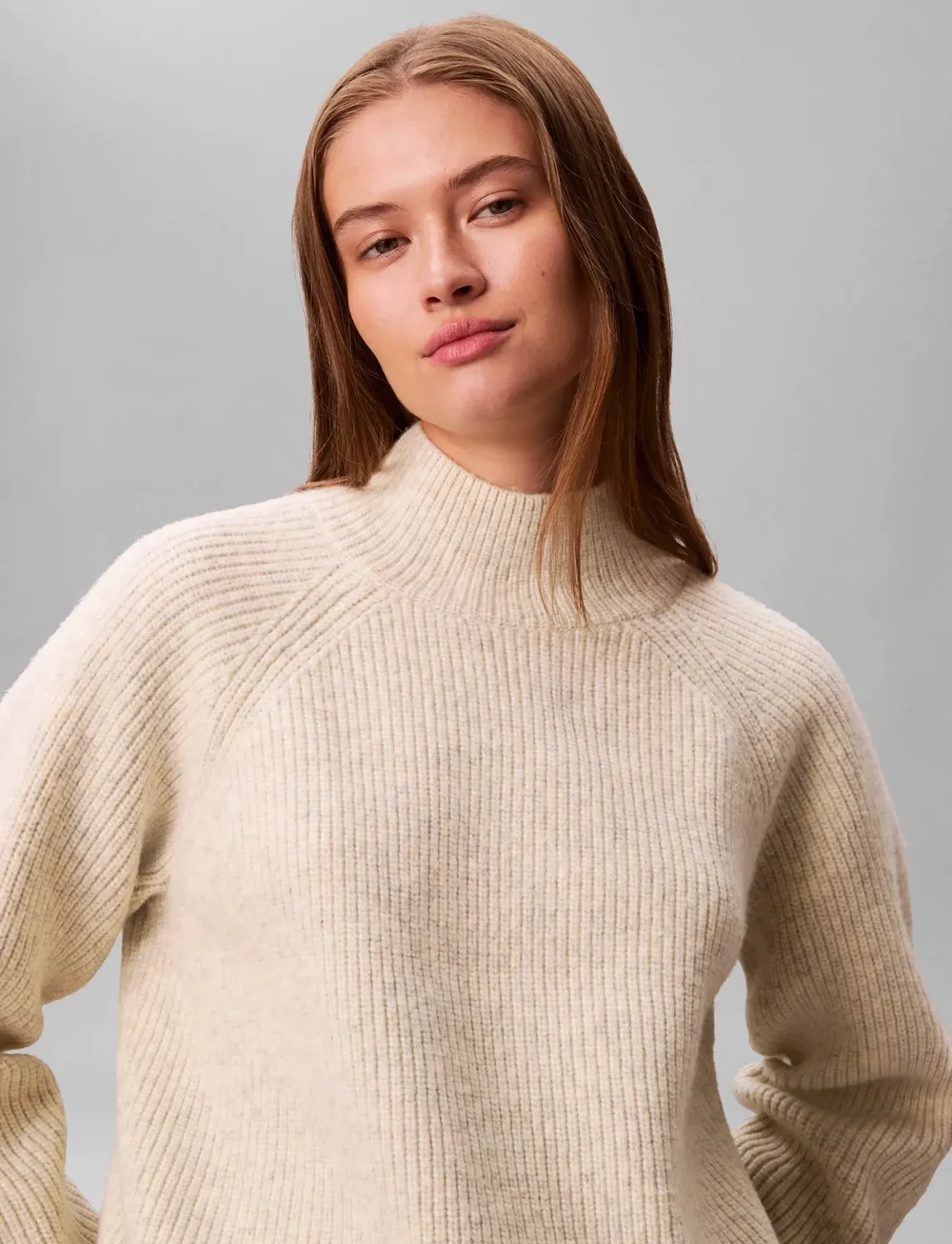 Calvin Klein Jeans - Woolen Stitch Pullover - kõrge kaelusega kudumid - b01 light grey heather - 2