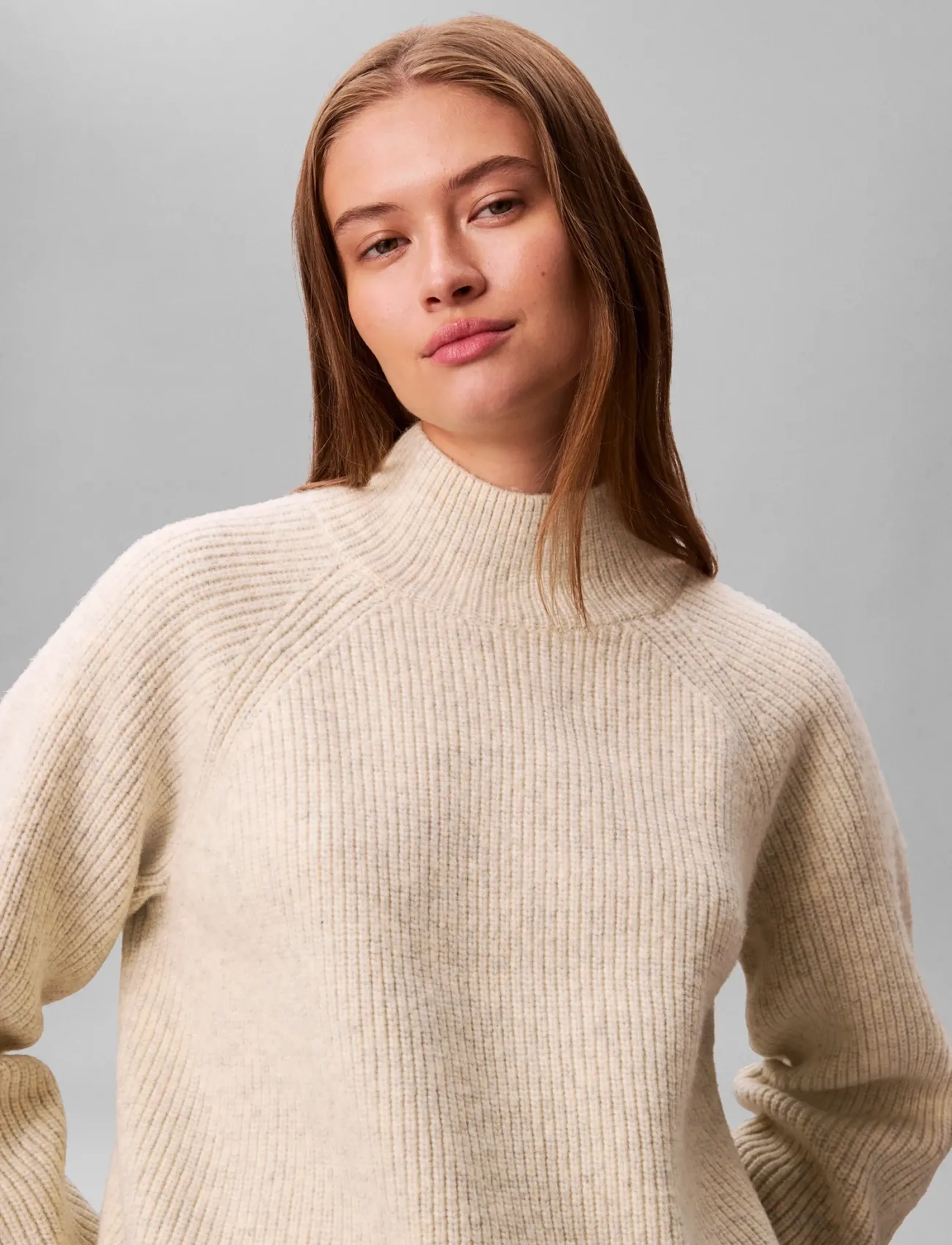 Calvin Klein Jeans - Woolen Stitch Pullover - rullekraver - b01 light grey heather - 2