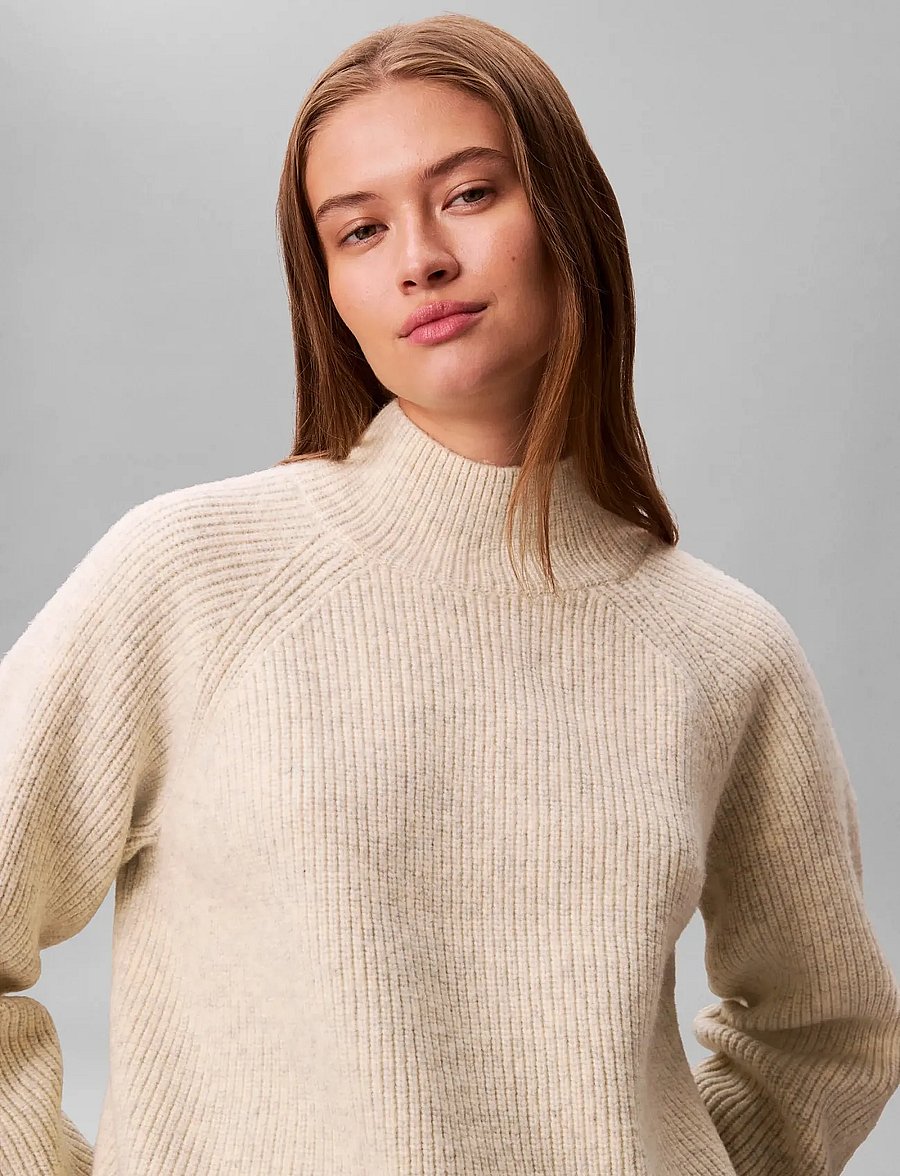 Calvin Klein Jeans - Woolen Stitch Pullover - rollkragenpullover - b01 light grey heather - 2
