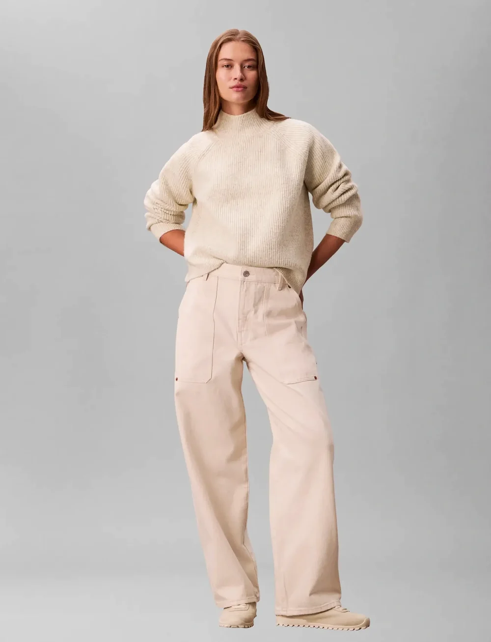 Calvin Klein Jeans - Woolen Stitch Pullover - kõrge kaelusega kudumid - b01 light grey heather - 3