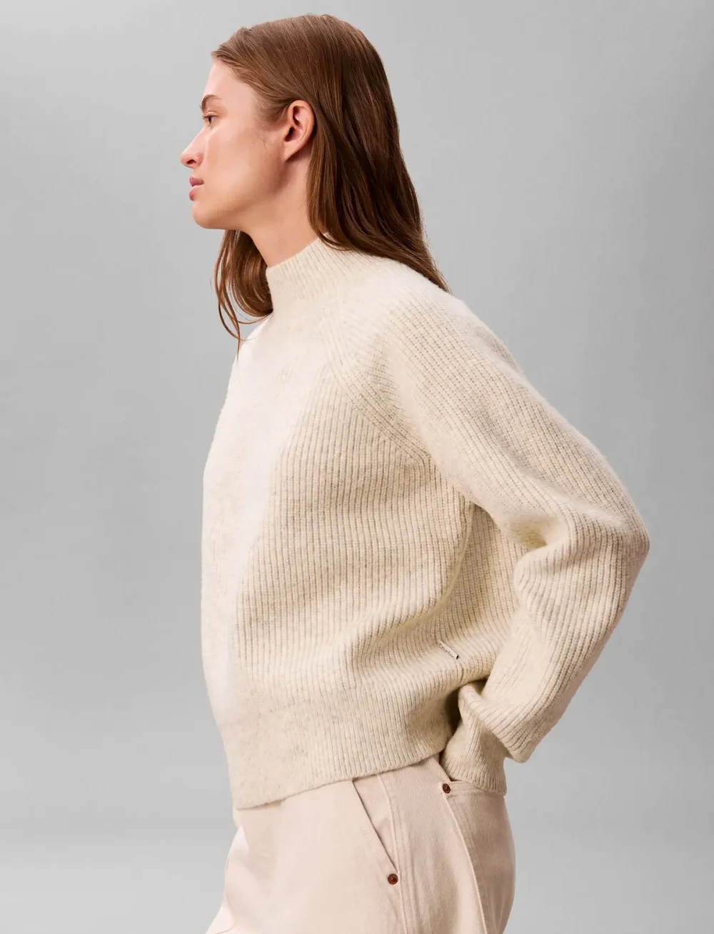 Calvin Klein Jeans - Woolen Stitch Pullover - kõrge kaelusega kudumid - b01 light grey heather - 4