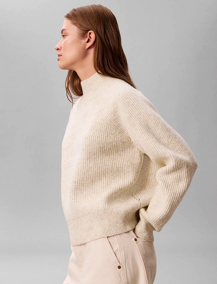 Calvin Klein Jeans - Woolen Stitch Pullover - rollkragenpullover - b01 light grey heather - 4
