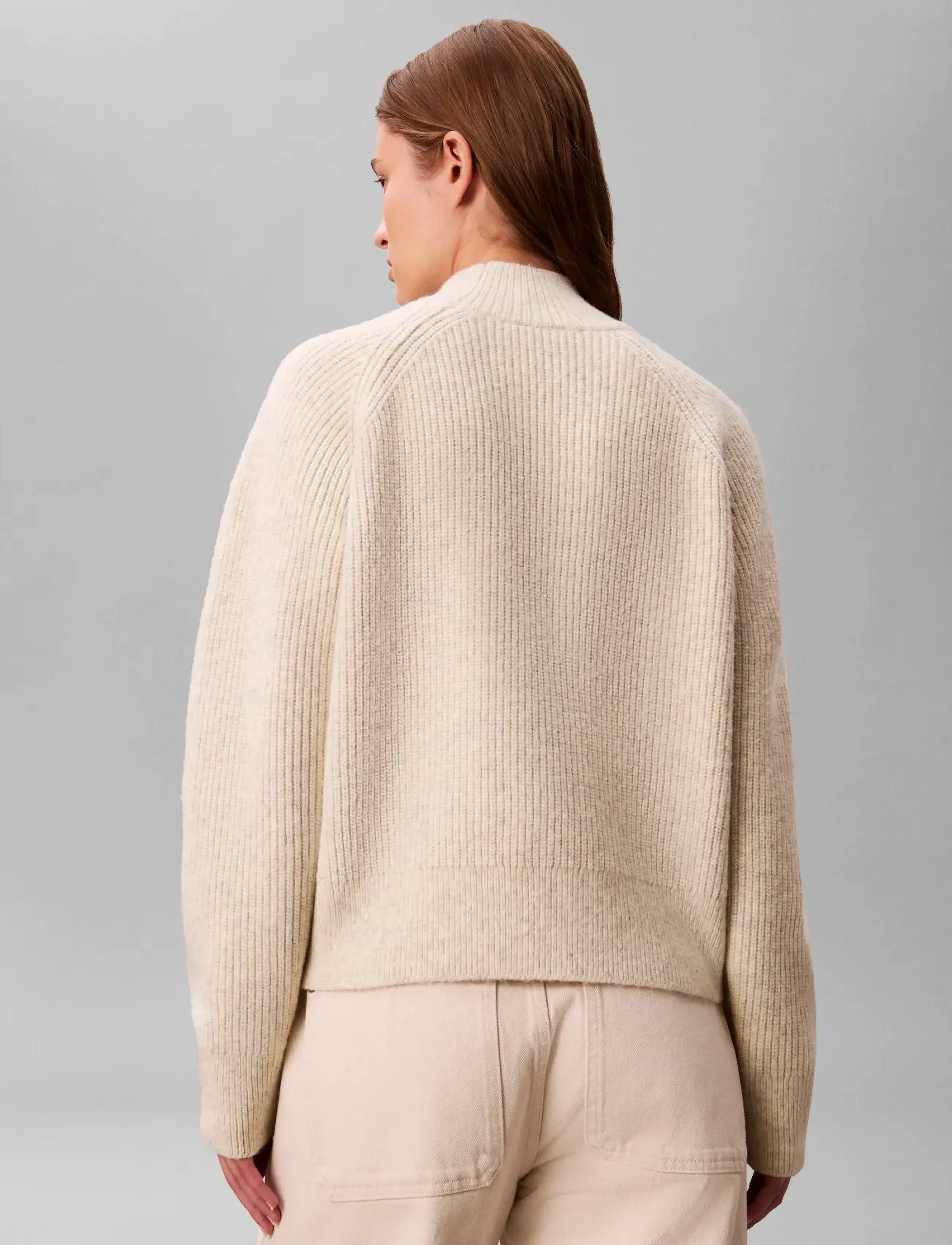 Calvin Klein Jeans - Woolen Stitch Pullover - rullekraver - b01 light grey heather - 5