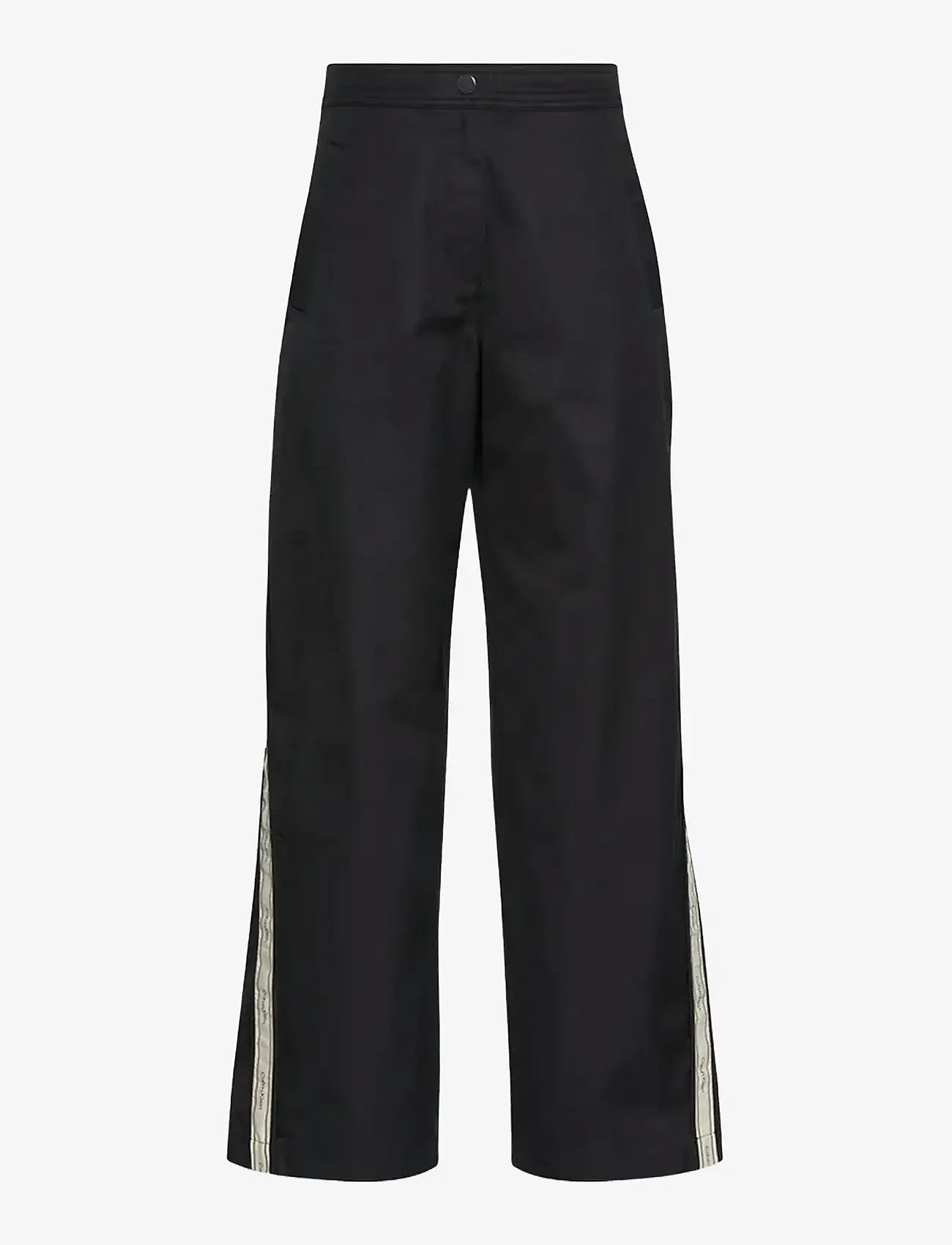 Calvin Klein Jeans - COTTON TWILL AOP LOGO STRIPE PAN - wide leg trousers - black - 2