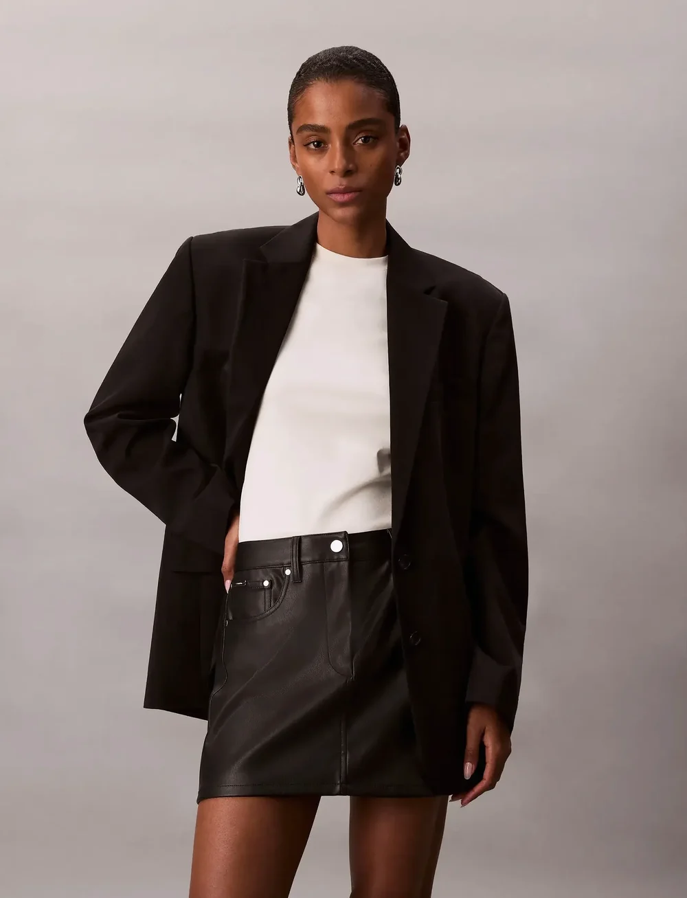 Calvin Klein Jeans - FAUX LEATHER 5PKT MINI SKIRT - korte nederdele - black - 3