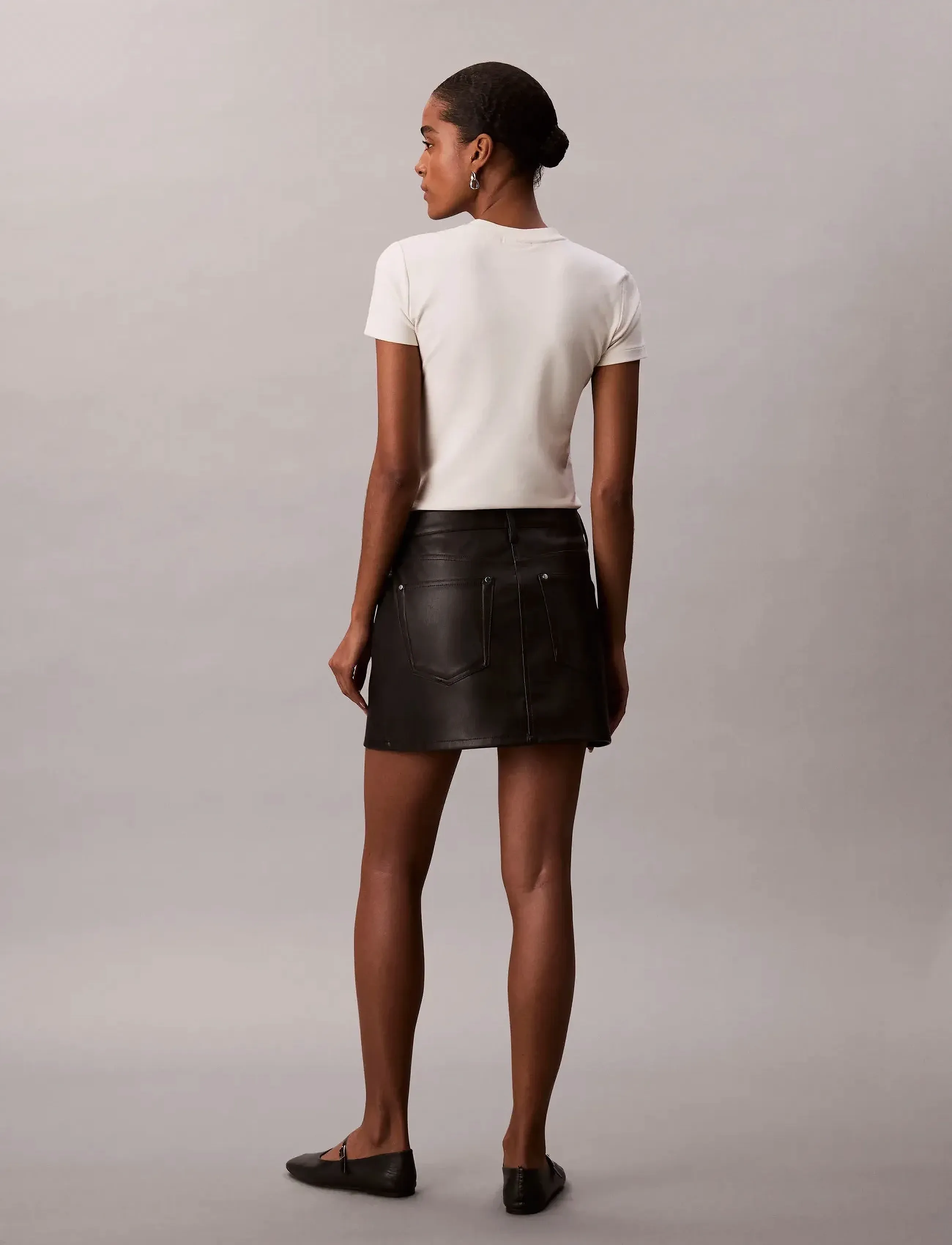 Calvin Klein Jeans - FAUX LEATHER 5PKT MINI SKIRT - korte rokken - black - 5
