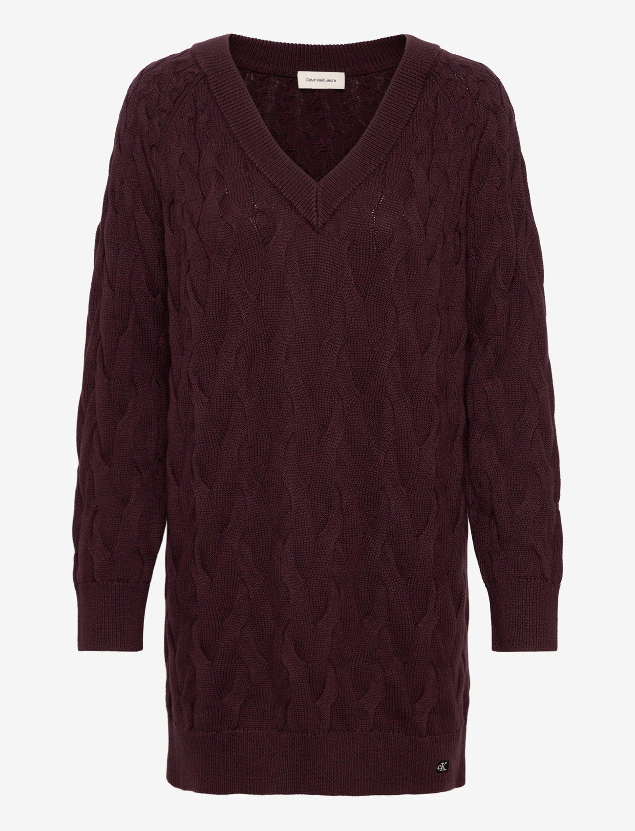 Calvin Klein Jeans - COTTON CABLE  TUNIC DRESS - knitted dresses - mocha brown - 1