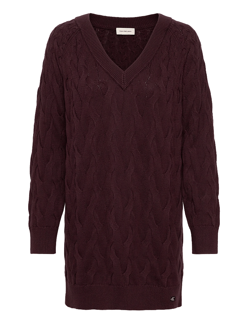 Calvin Klein Jeans - COTTON CABLE TUNIC DRESS - knitted dresses - mocha brown - 1