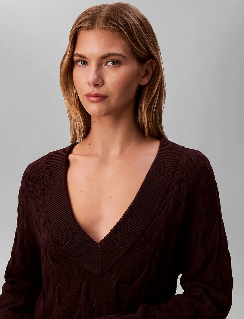 Calvin Klein Jeans - COTTON CABLE TUNIC DRESS - knitted dresses - mocha brown - 3