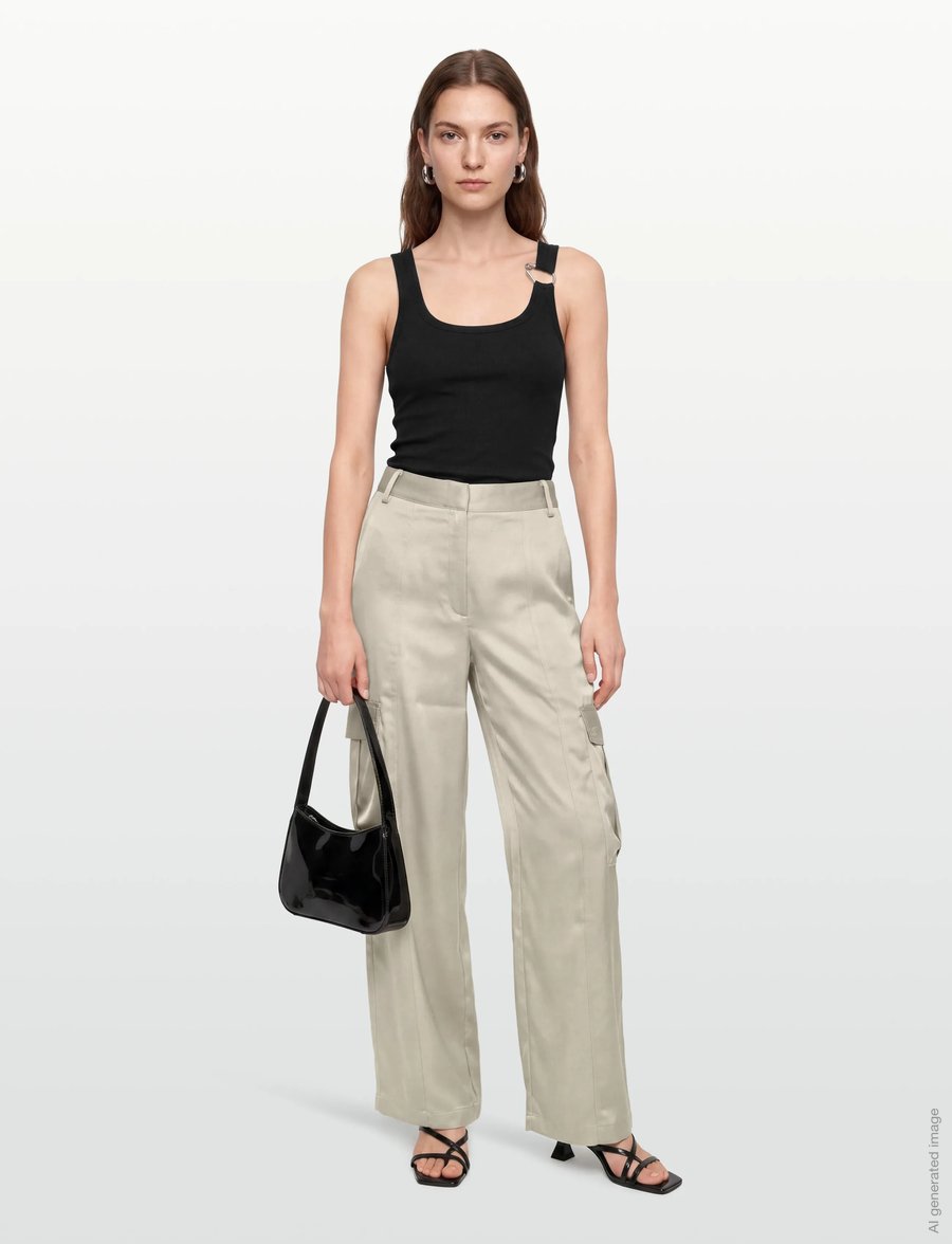 Calvin Klein Jeans - SATIN CARGO PANT - cargobroeken - ancient marble - 0