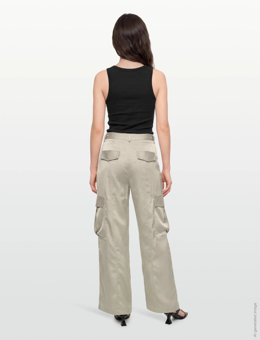 Calvin Klein Jeans - SATIN CARGO PANT - cargobroeken - ancient marble - 4