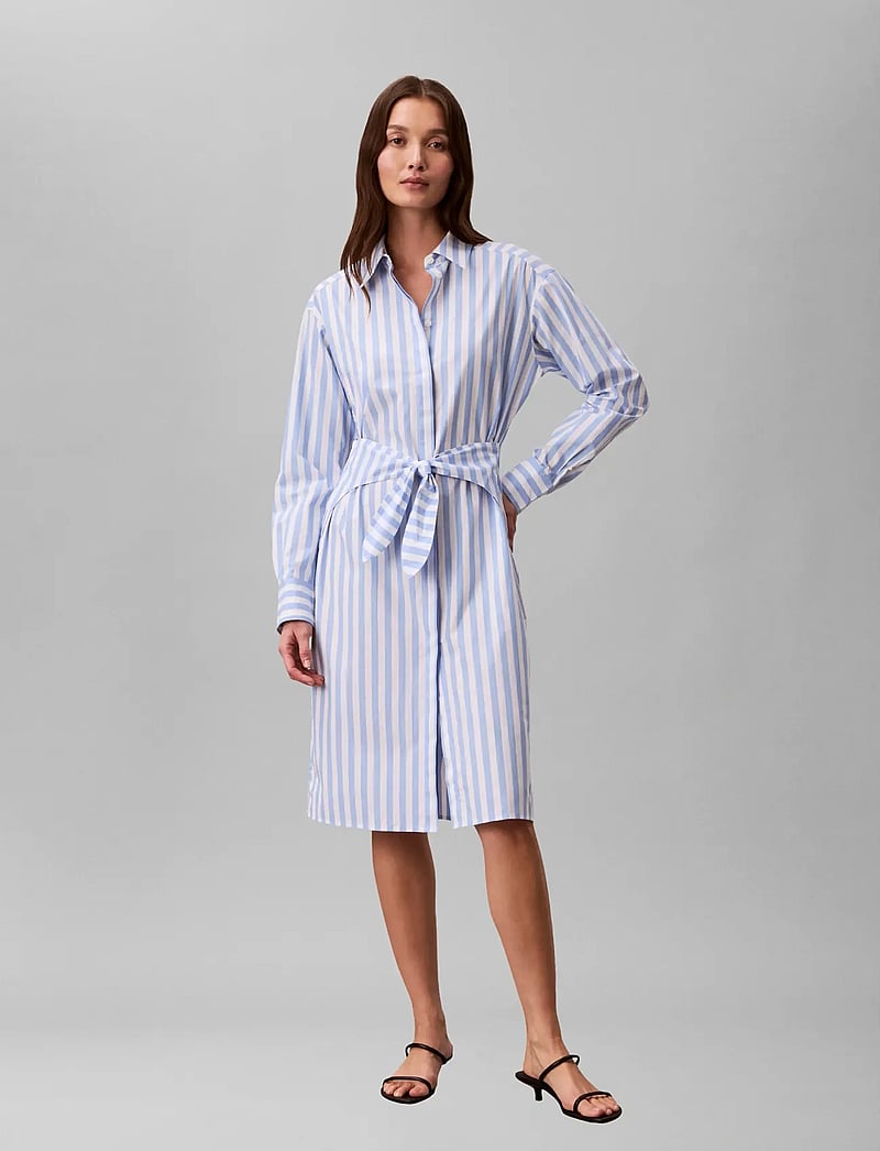 Calvin Klein Jeans - YARNDYE COTTON POPLIN SHIRTDRESS - särkkleidid - blue descent two color wide stripe - 0