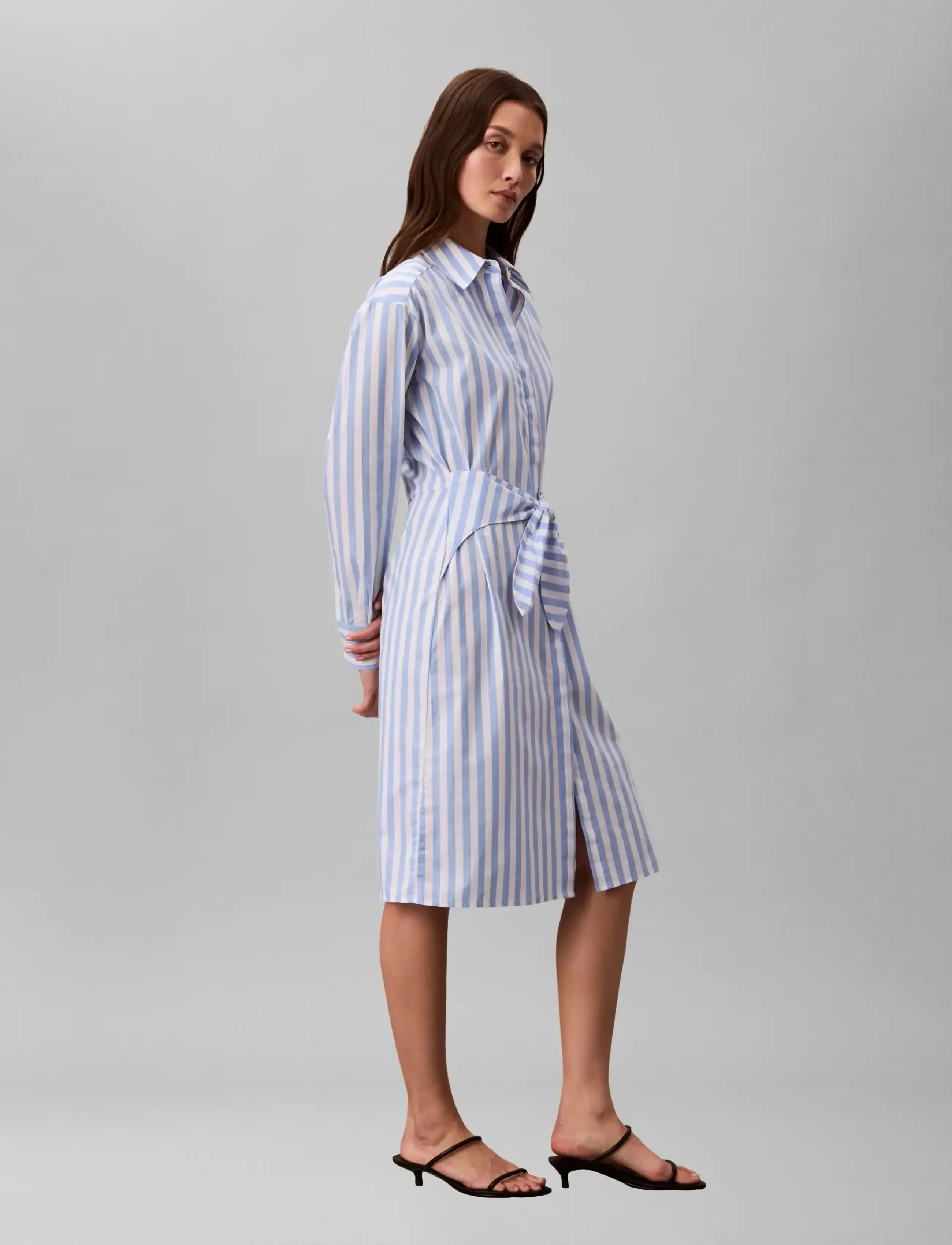 Calvin Klein Jeans - YARNDYE COTTON POPLIN SHIRTDRESS - skyrtukjólar - blue descent two color wide stripe - 4