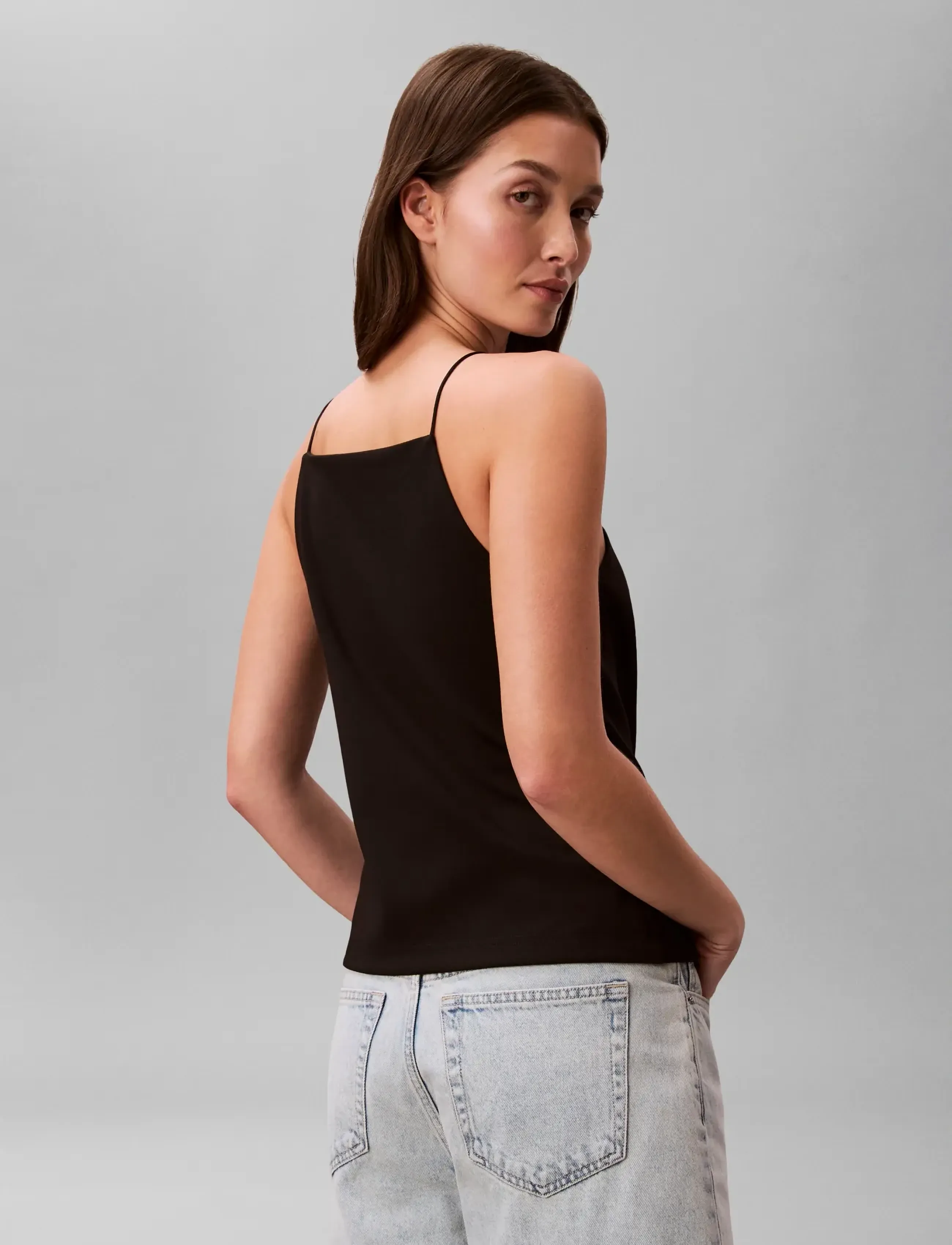 Calvin Klein Jeans - SL PONTE MONOGRAM CAMI - Ärmellose tops - black - 2