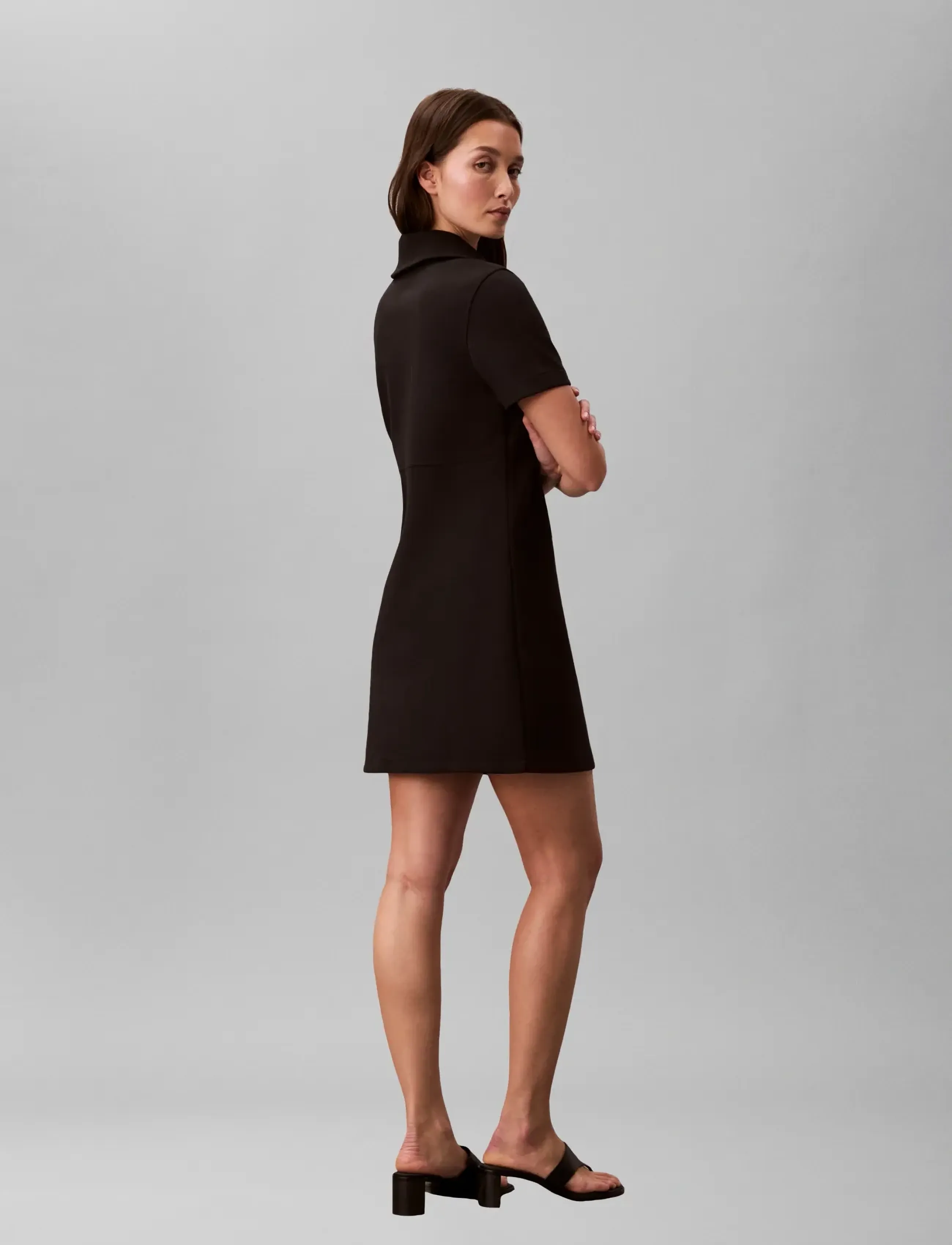 Calvin Klein Jeans - SS SPACER MIXED MEDIA RIB MOCK N - korte kjoler - black - 2