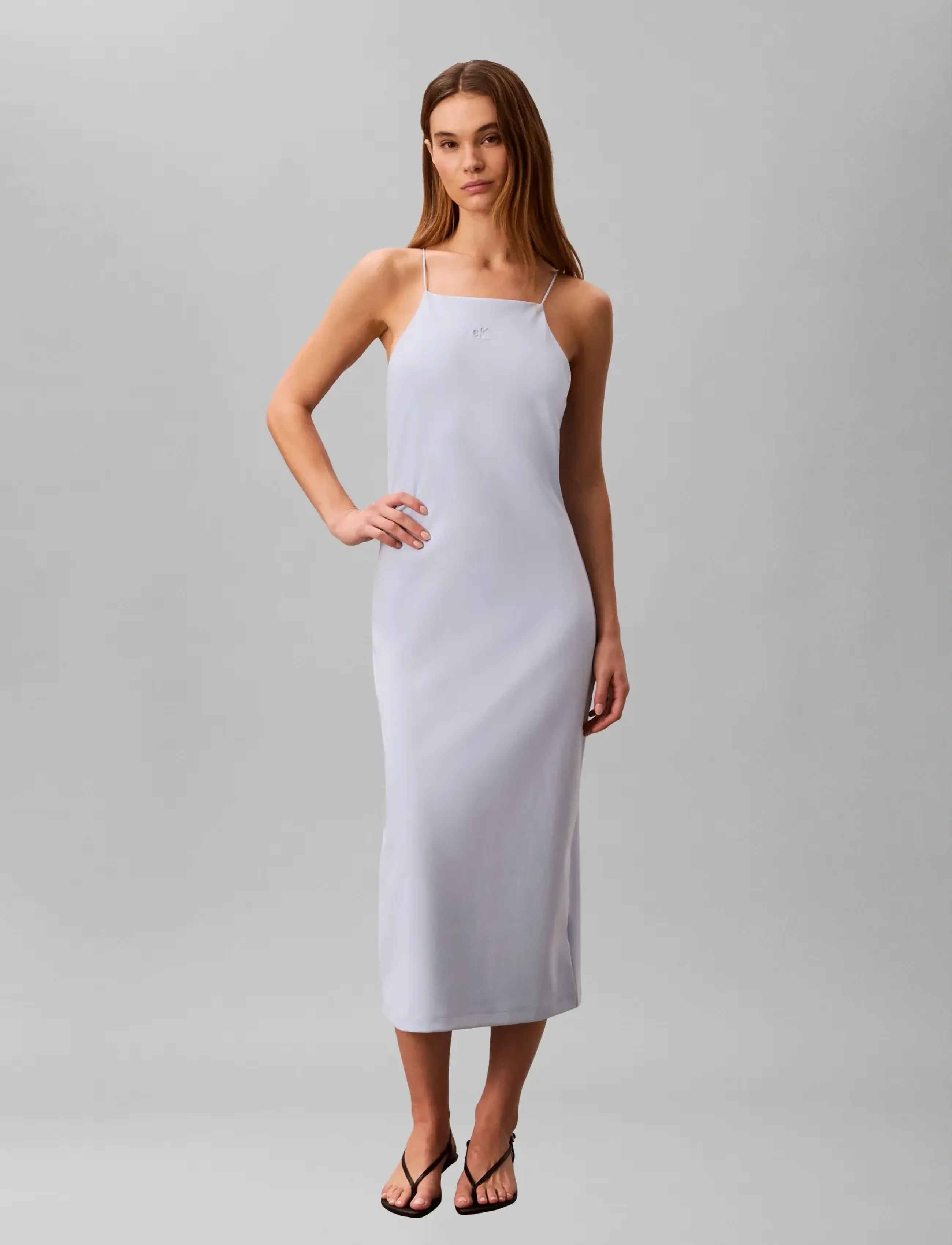 Calvin Klein Jeans Sl Ponte Monogram Cami Dress, Kvinder, Cami Kjole, Blå, Str: M