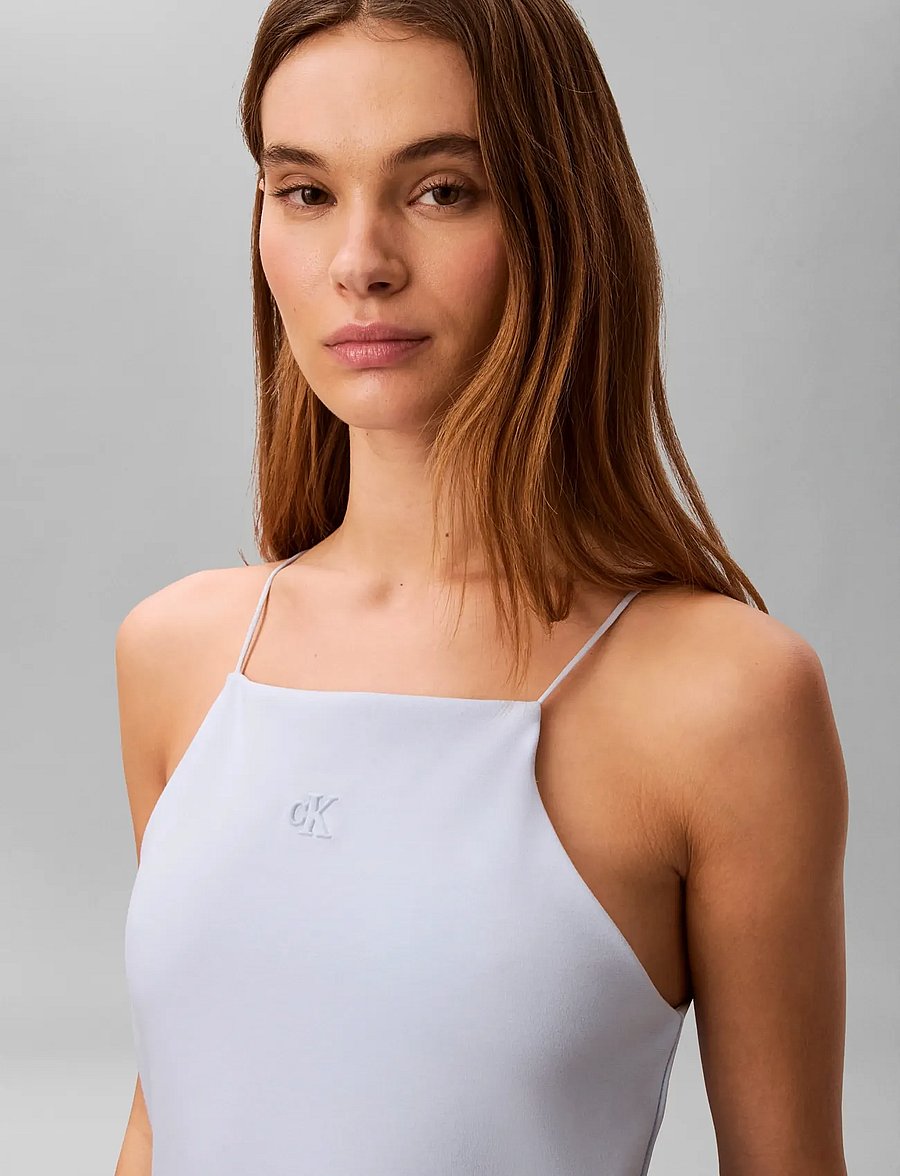 Calvin Klein Jeans - SL PONTE MONOGRAM CAMI DRESS - hlýrakjólar - breezy blue - 2