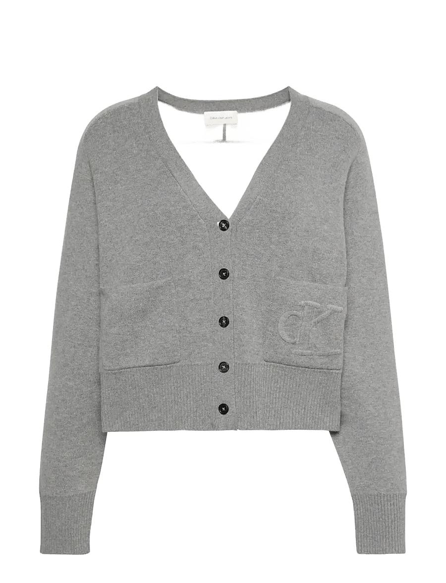 Calvin Klein Jeans - WOOL COTTON RAGLAN CARDIGAN - koftor - b30 grey heather - 1