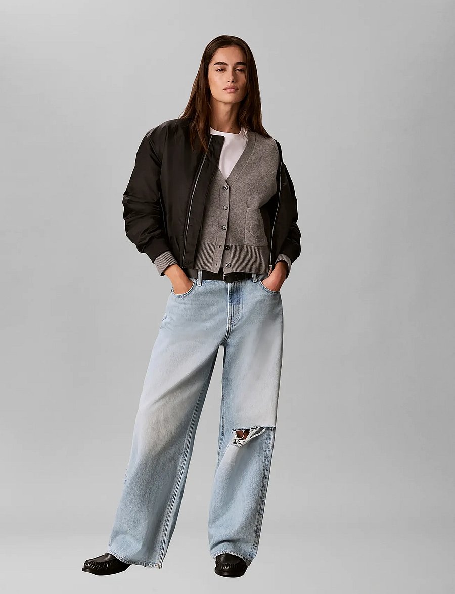 Calvin Klein Jeans - WOOL COTTON RAGLAN CARDIGAN - koftor - b30 grey heather - 0