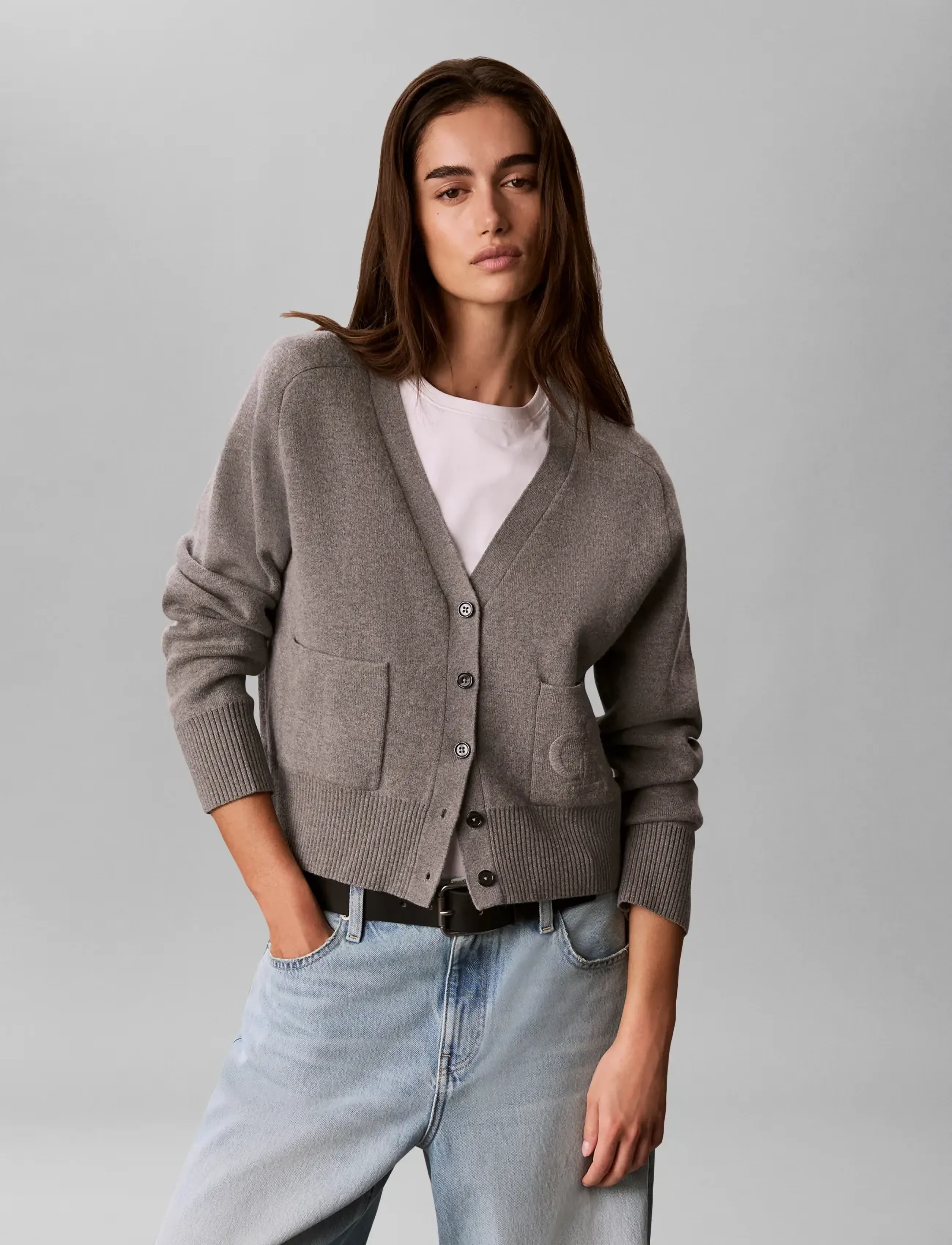 Calvin Klein Jeans - WOOL COTTON RAGLAN CARDIGAN - koftor - b30 grey heather - 3