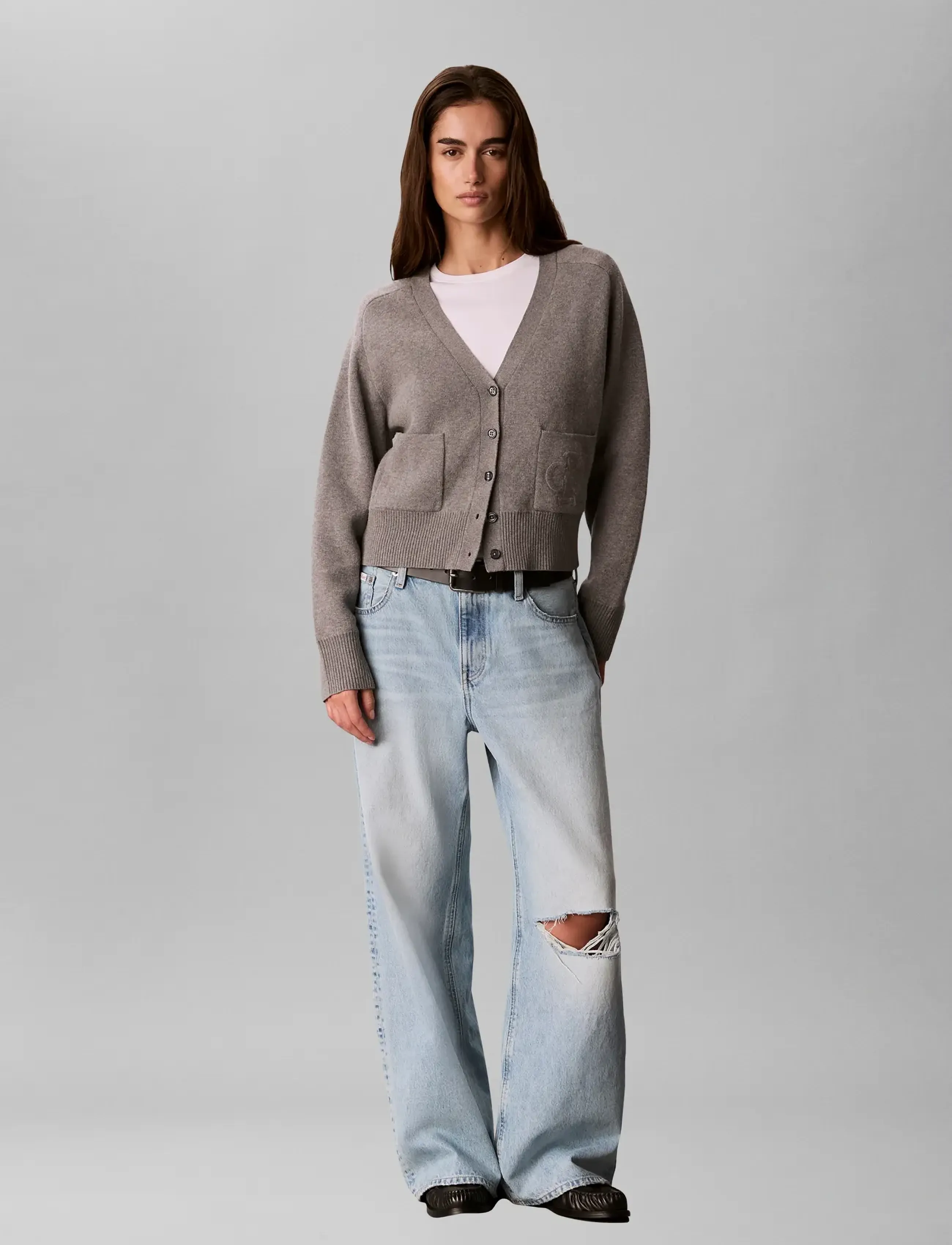 Calvin Klein Jeans - WOOL COTTON RAGLAN CARDIGAN - koftor - b30 grey heather - 5