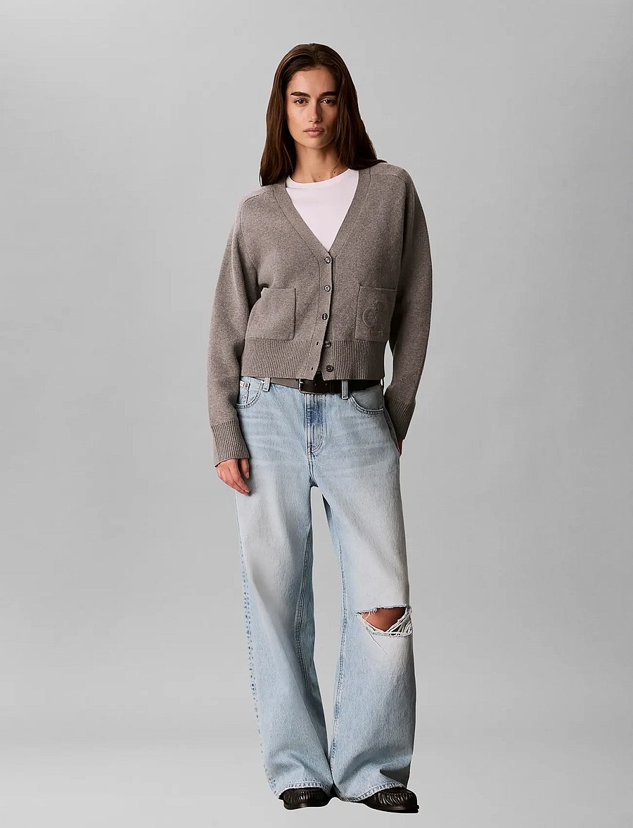 Calvin Klein Jeans - WOOL COTTON RAGLAN CARDIGAN - koftor - b30 grey heather - 5